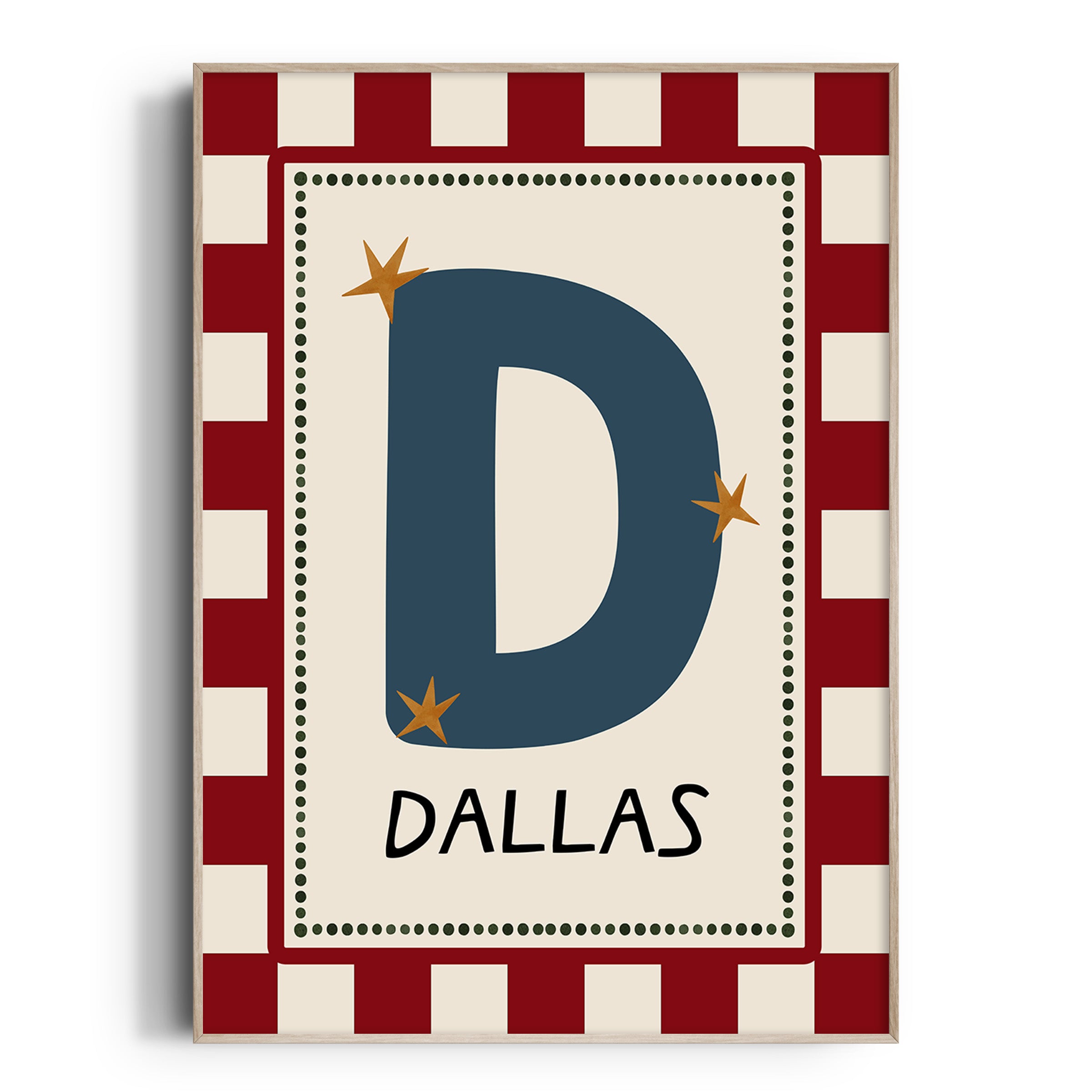 Red Check Letter & Name Print