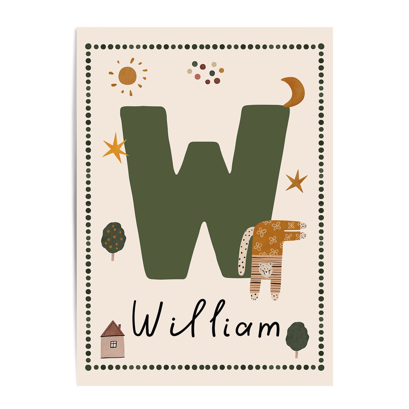 Whimsy Leopard Letter & Name Print