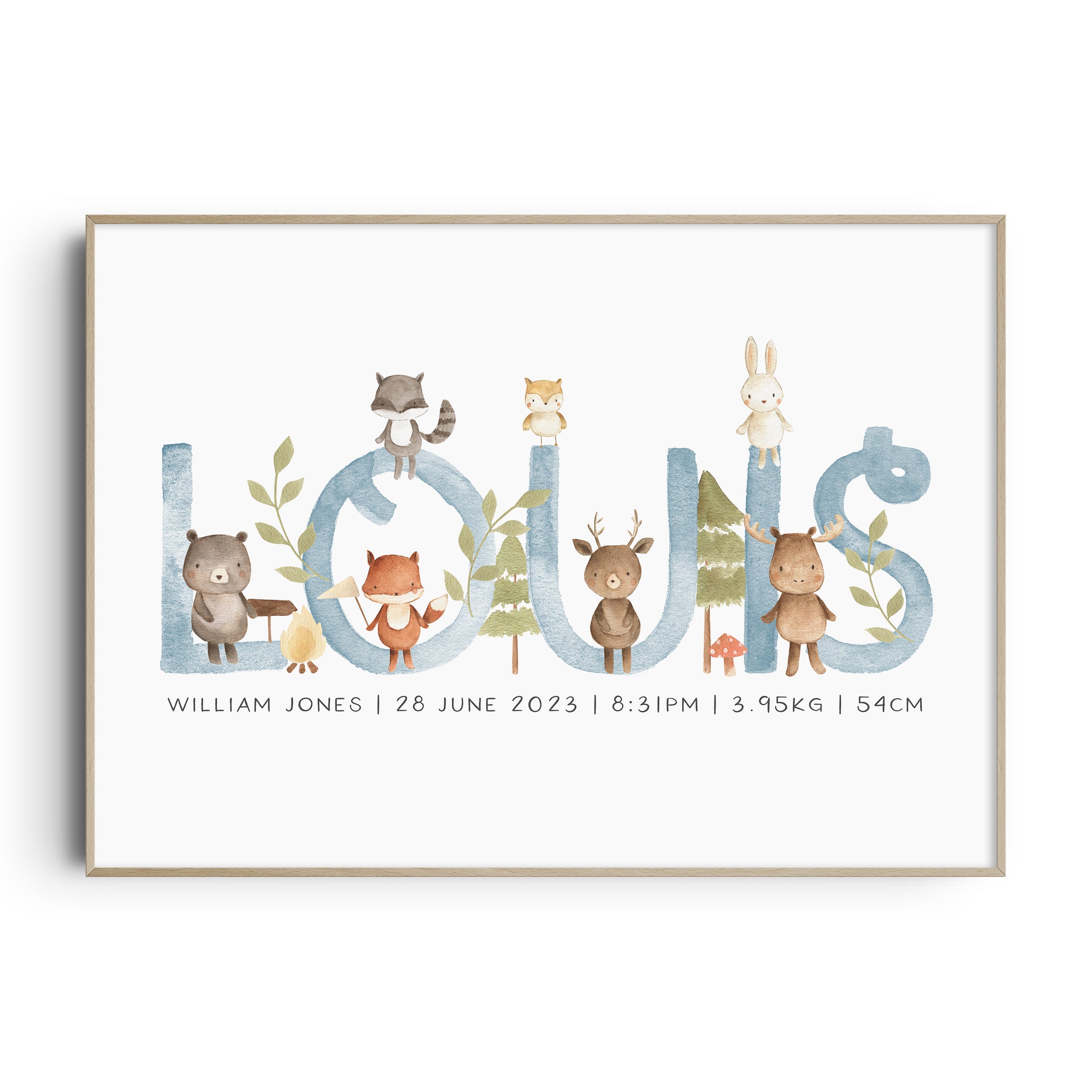 Woodland Animal Name Print