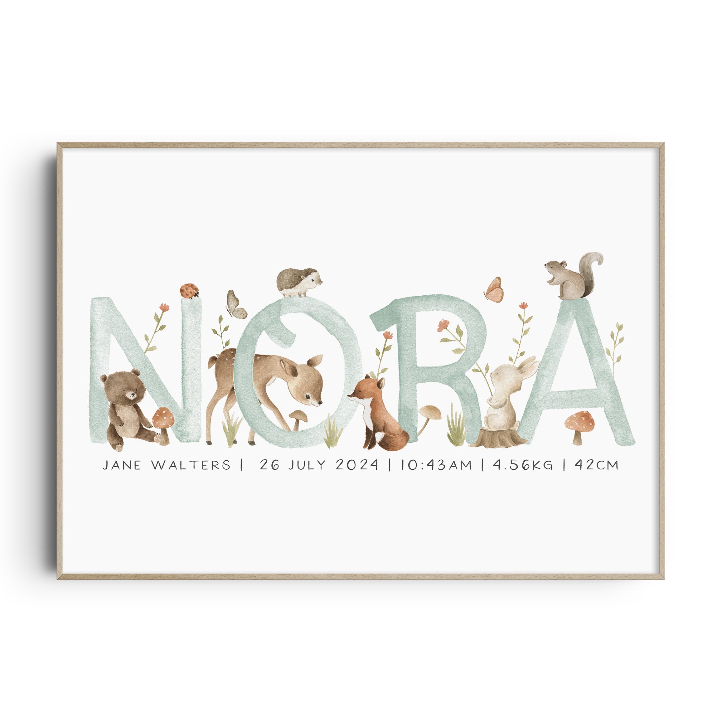 Woodland Forest Name & Birth Print