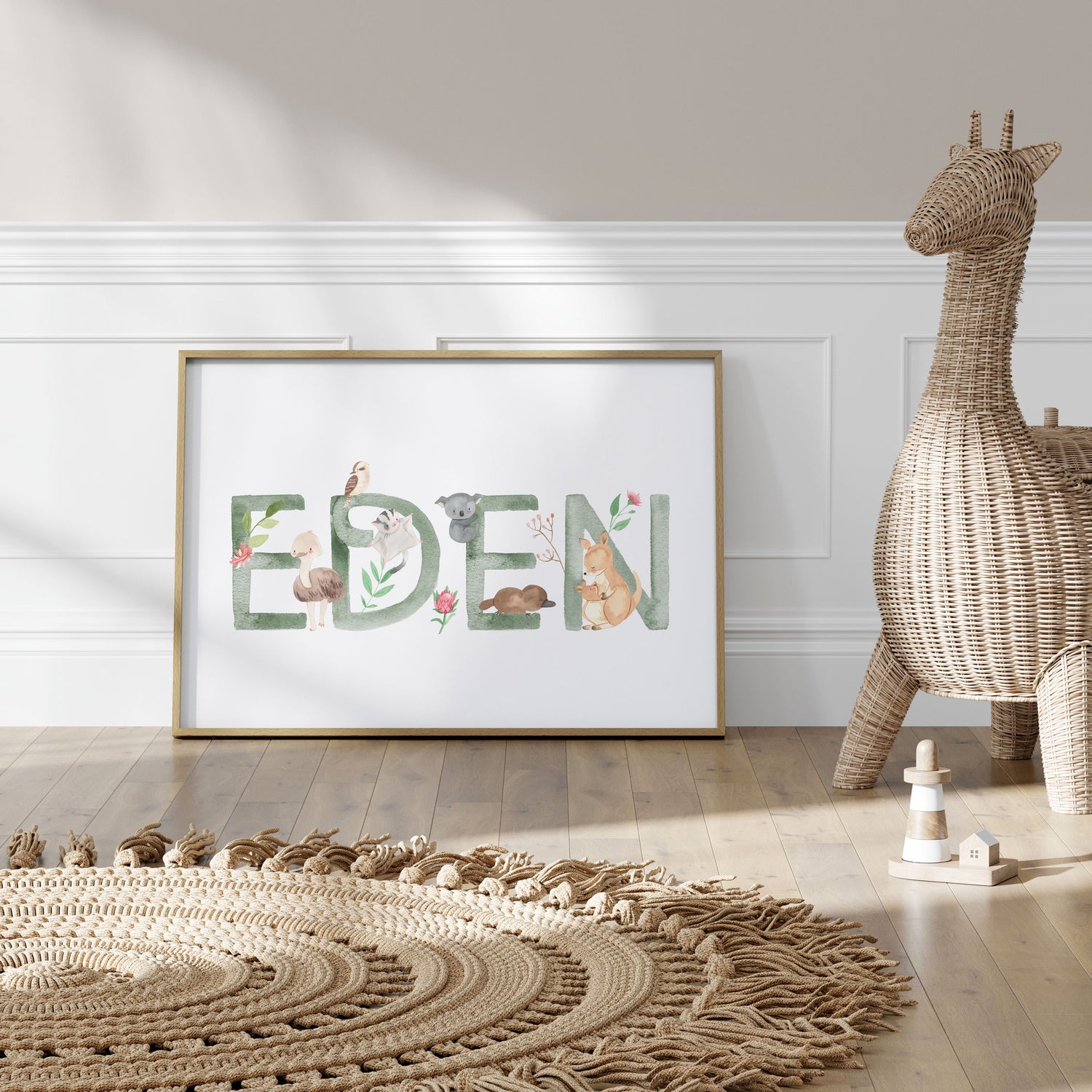 Australian Animals Floral Name Print