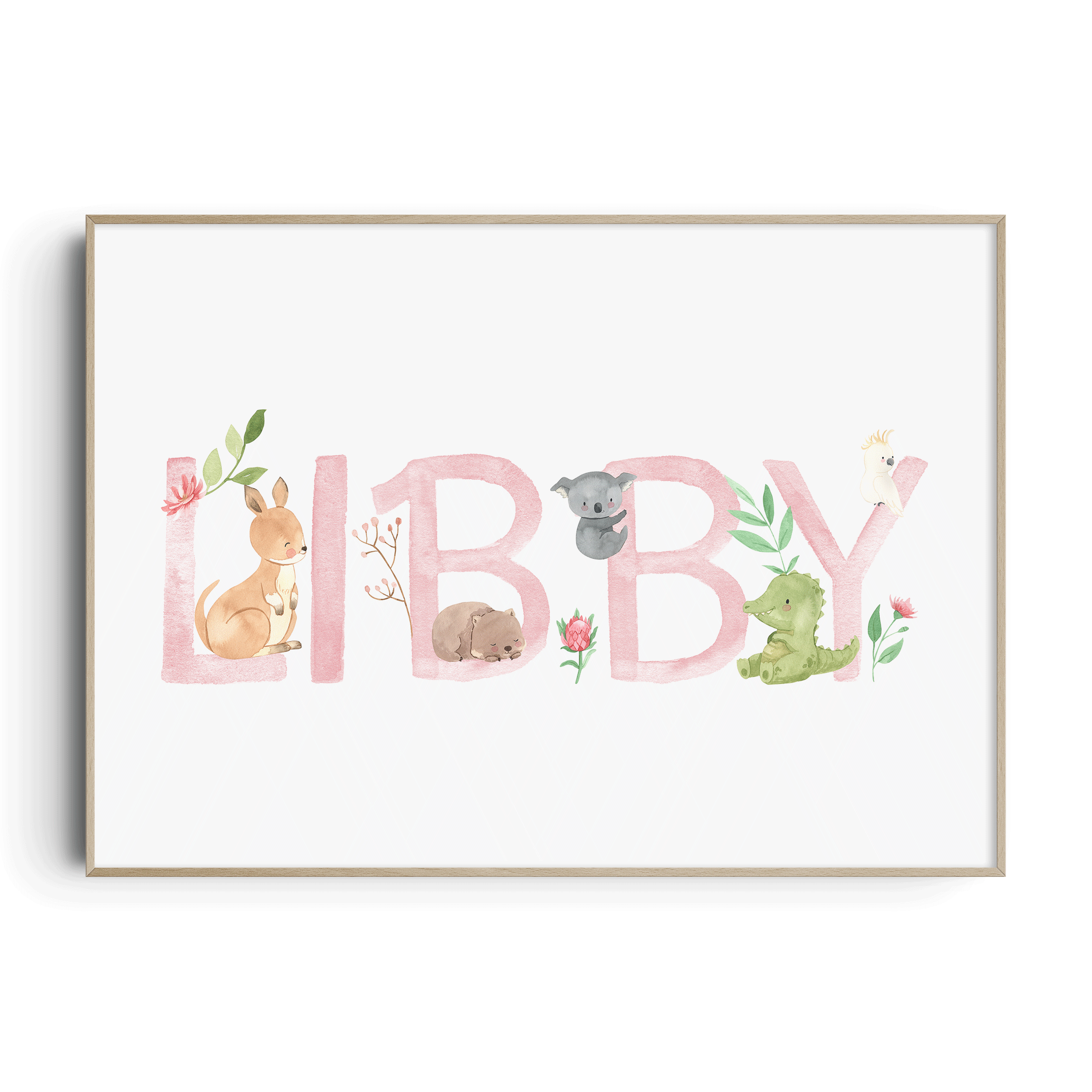 Australian Animals Floral Name Print