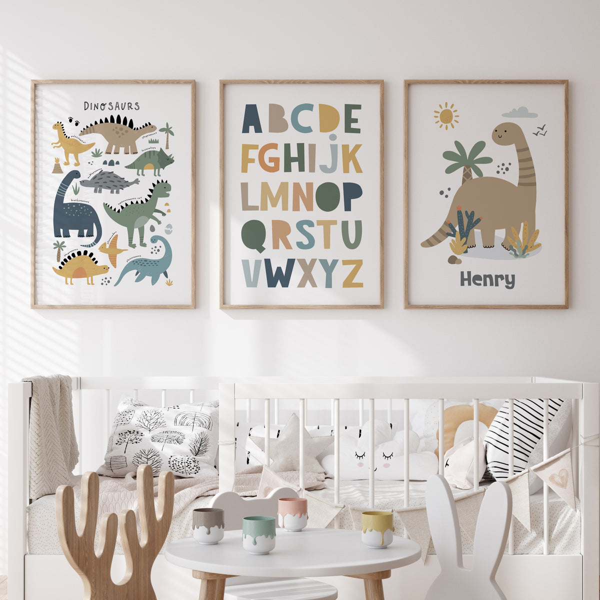 Boys Dinosaur Nursery Wall Art Prints