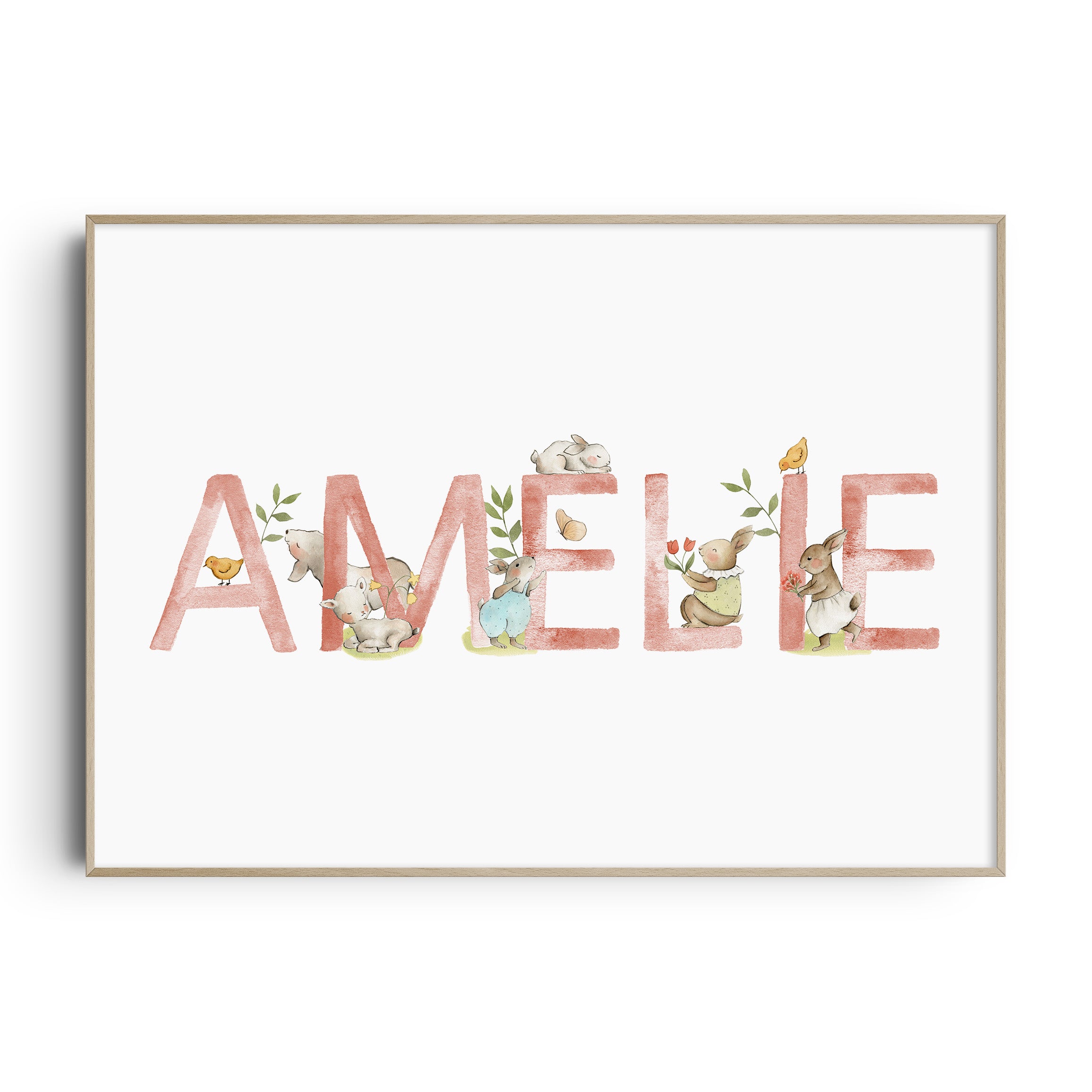 Spring Animals Name & Birth Print