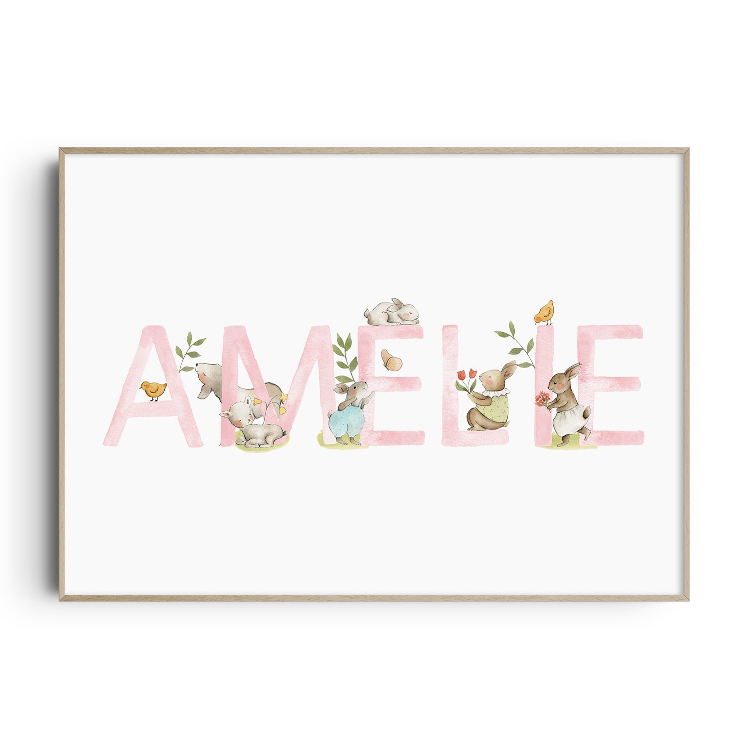 Spring Animals Name & Birth Print