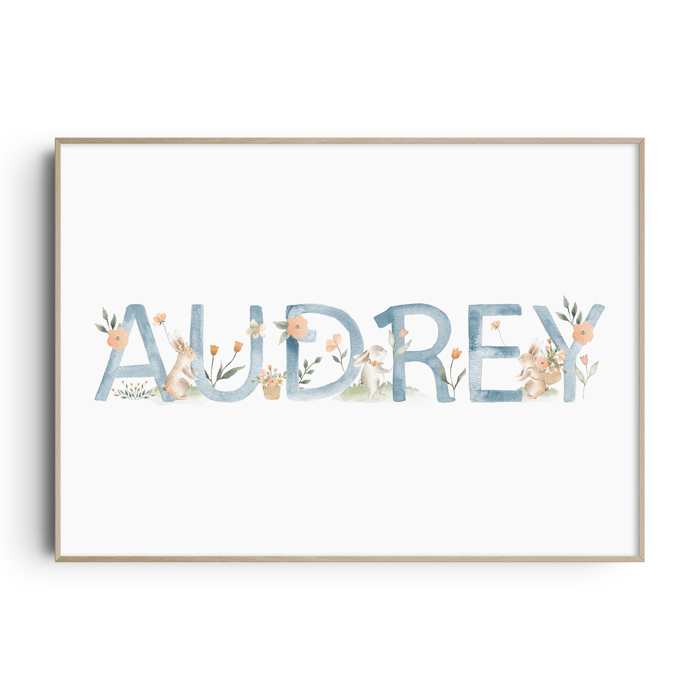 Spring Bunnies Name & Birth Print