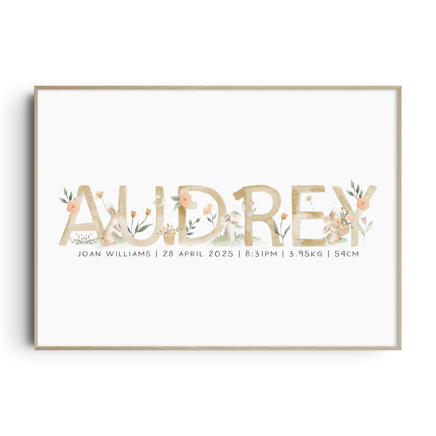 Spring Bunnies Name & Birth Print