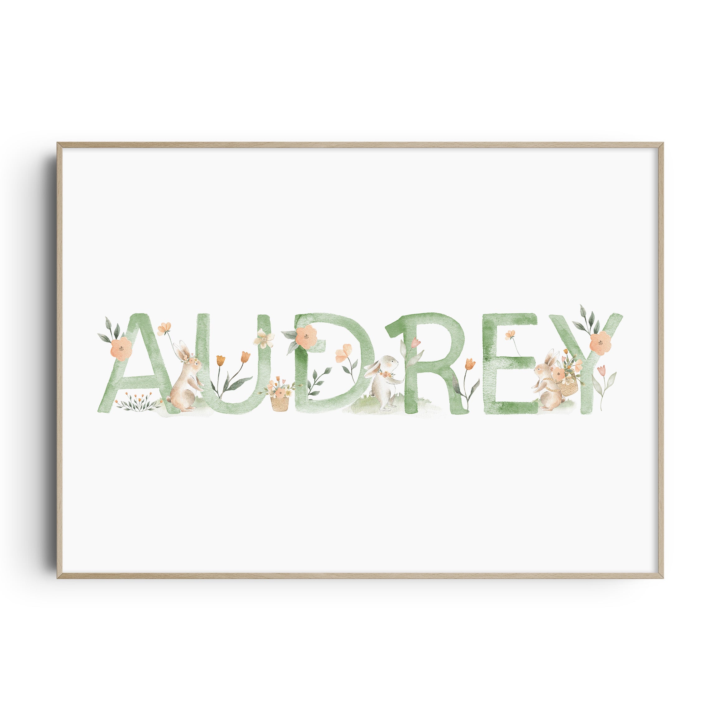 Spring Bunnies Name & Birth Print