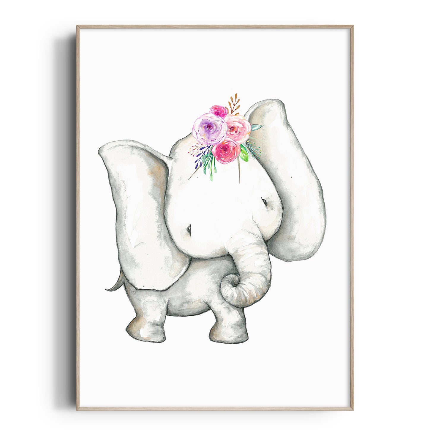 Boho Woodland Baby Elephant Print