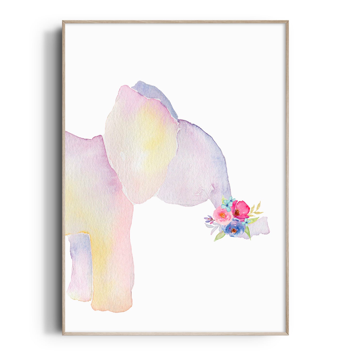 Floral Watercolour Elephant Print