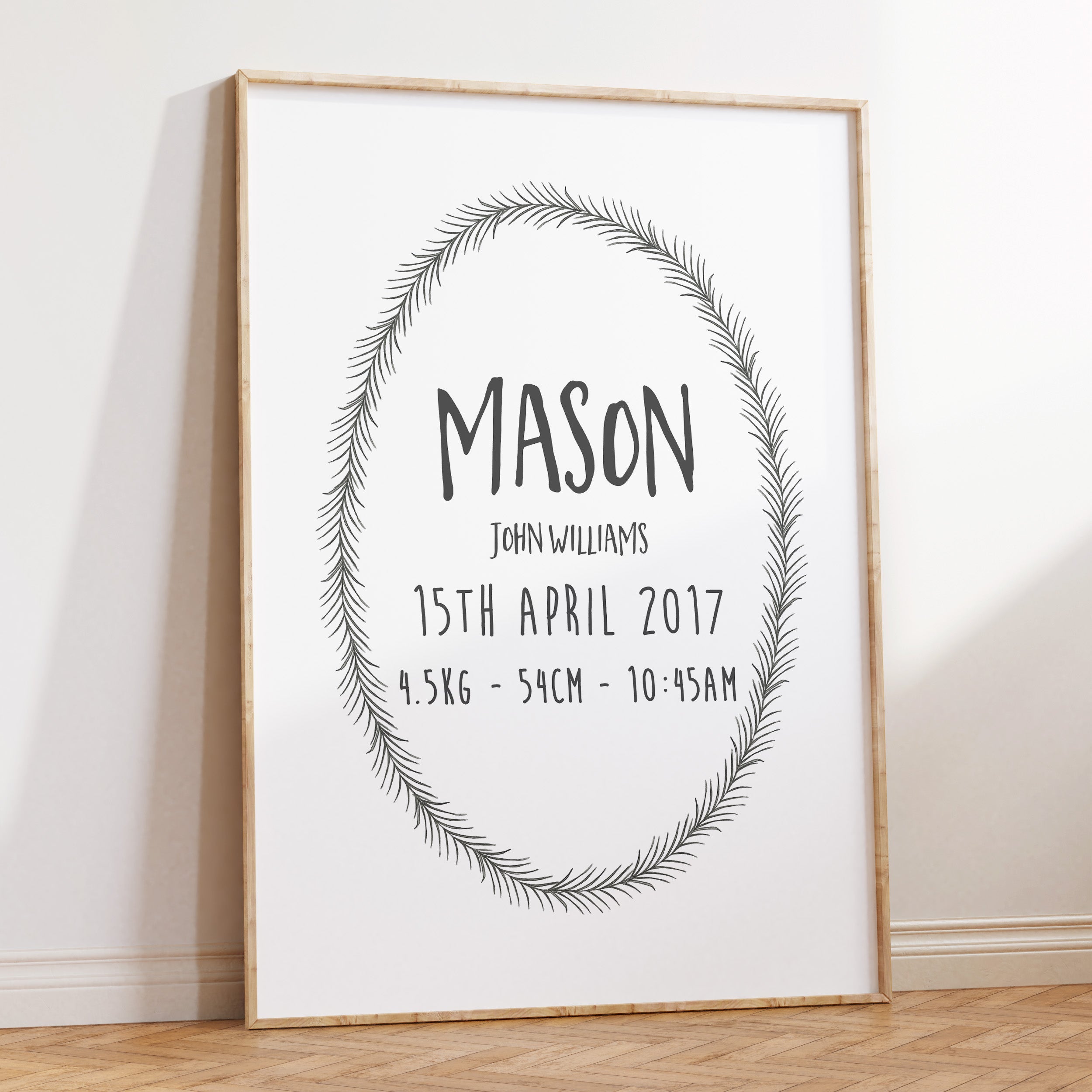 Woodland Wreath Birth Print