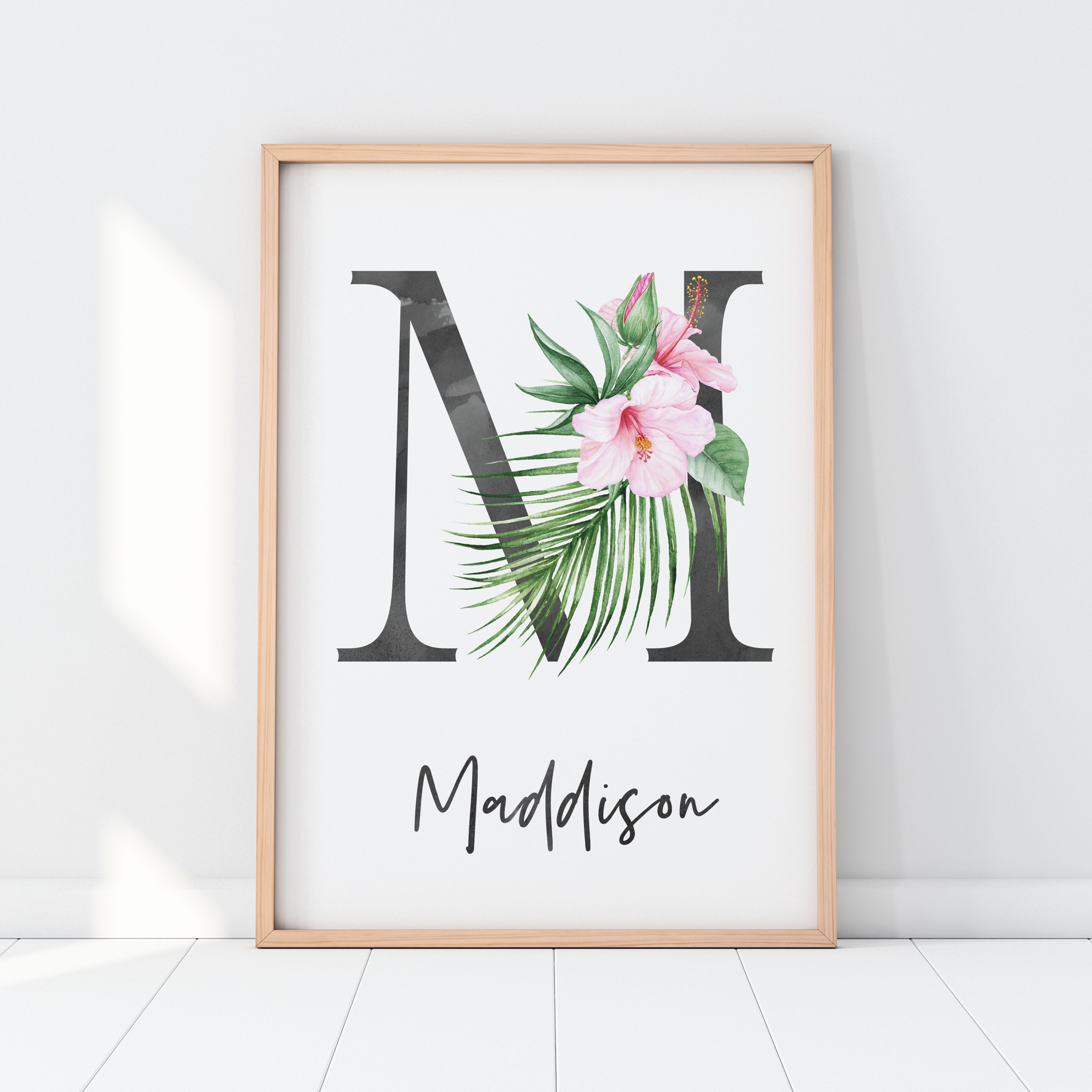 Watercolour Elephant, Greenery & Letter Prints