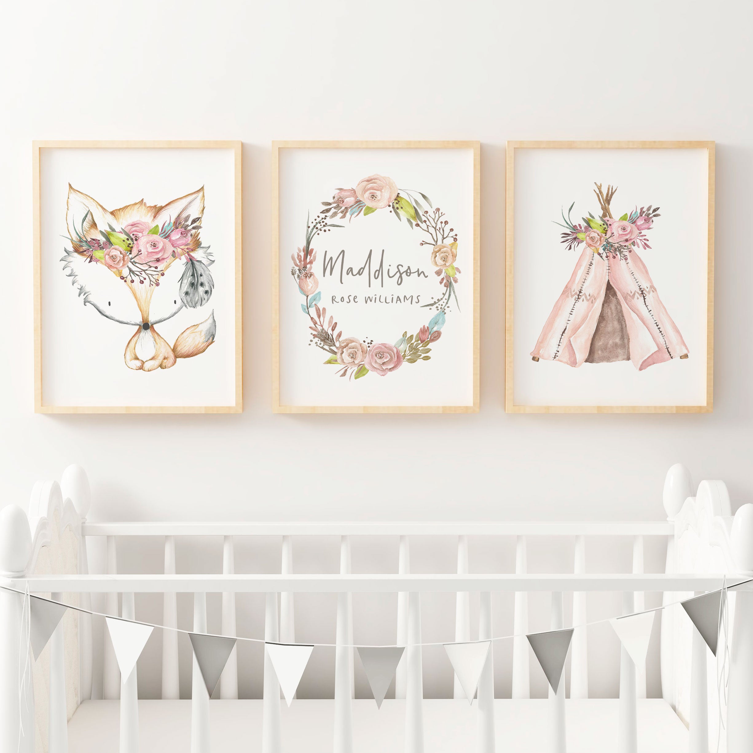 Woodland Fox, Teepee & Name Print