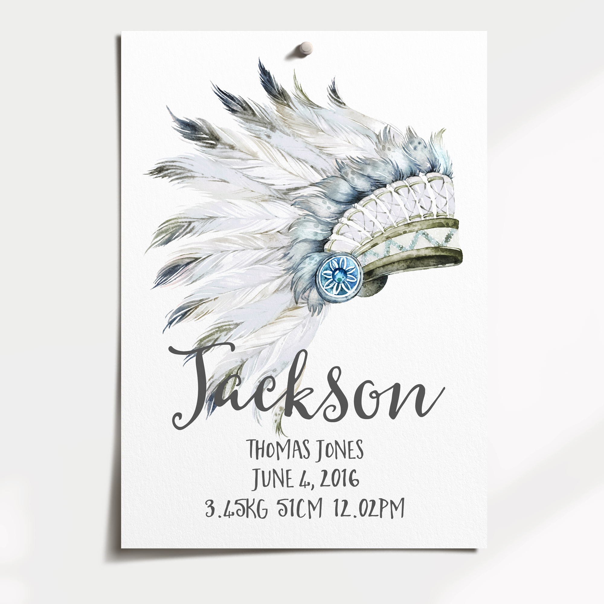 Tribal Headdress Birth Print