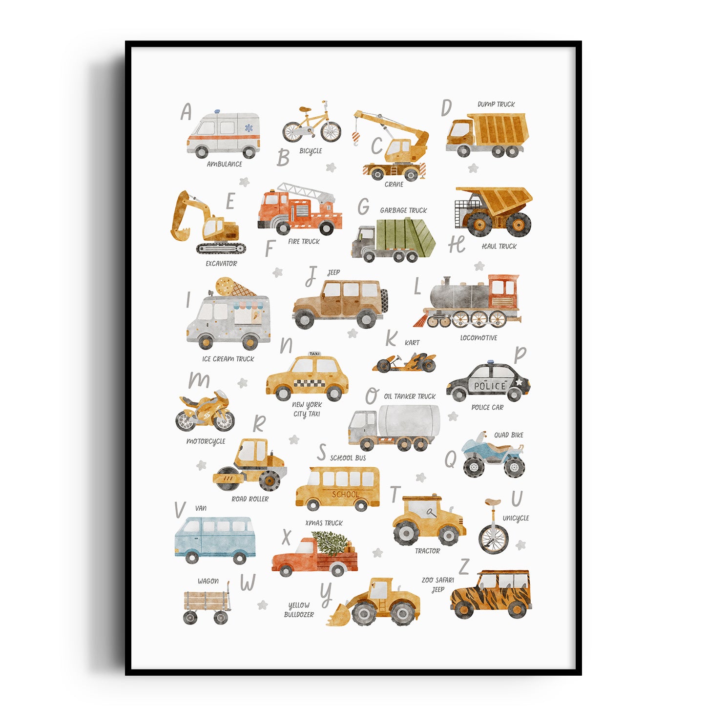 Vehicles Alphabet Print