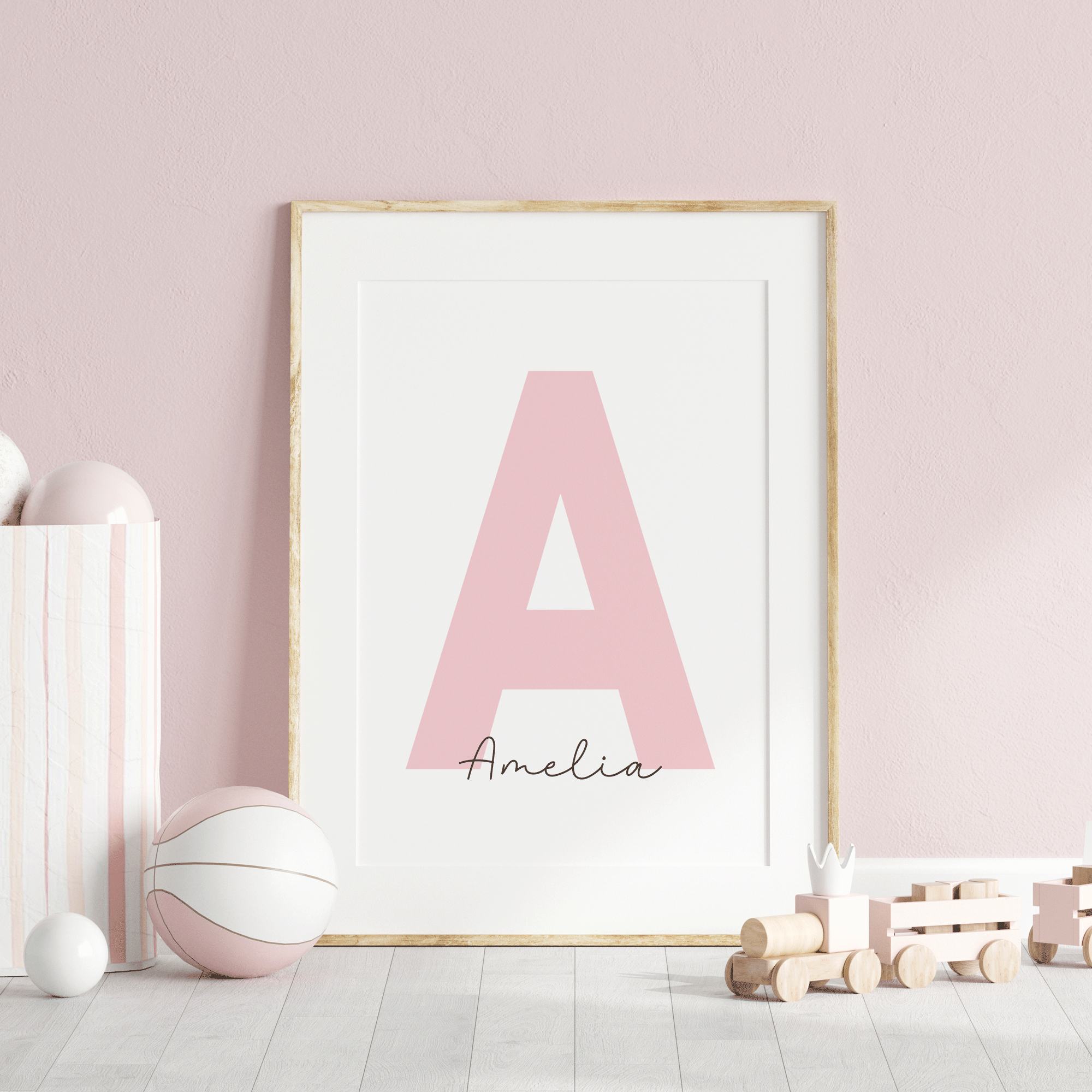 Pink Initial & Name Print
