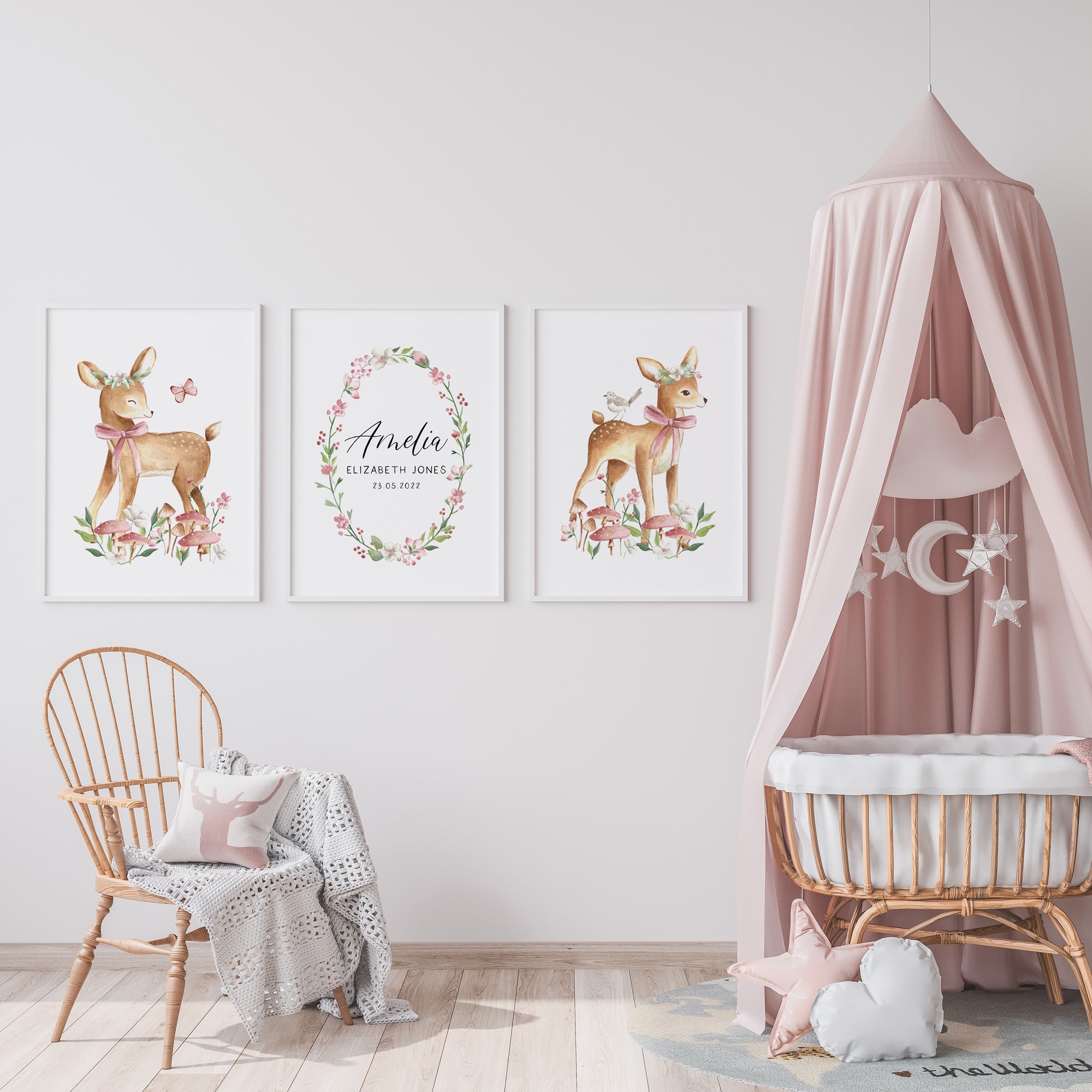 Woodland Deers & Birth Print