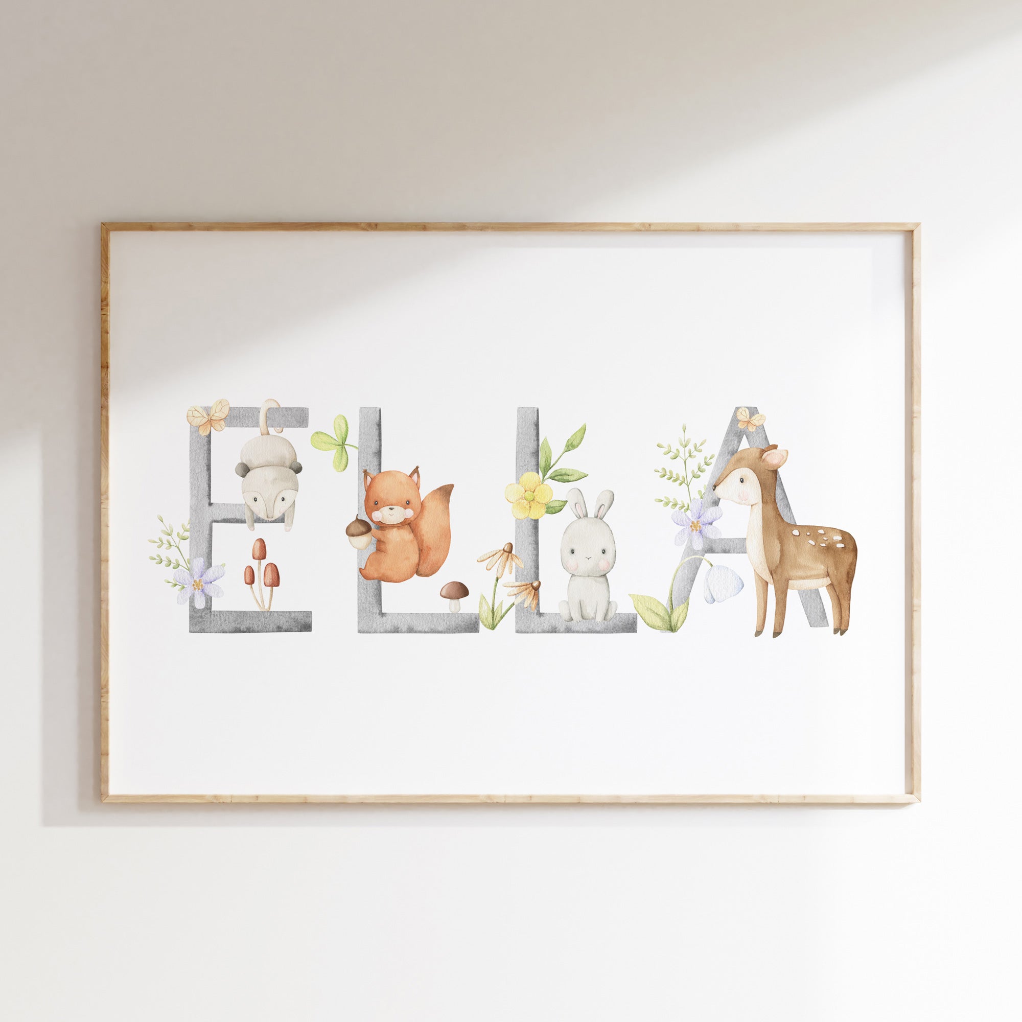 Woodland Animal Name Print
