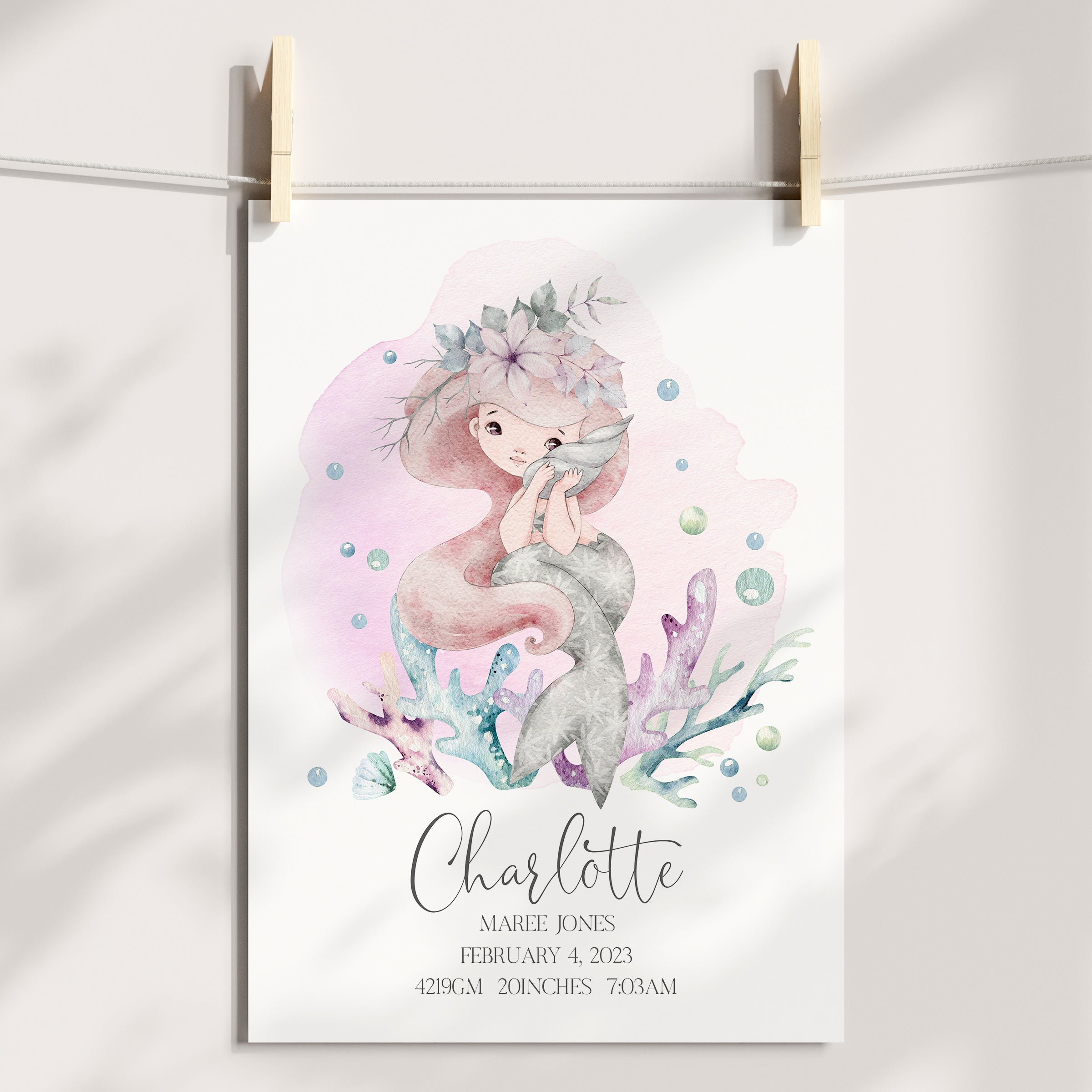 Mermaid Birth Print