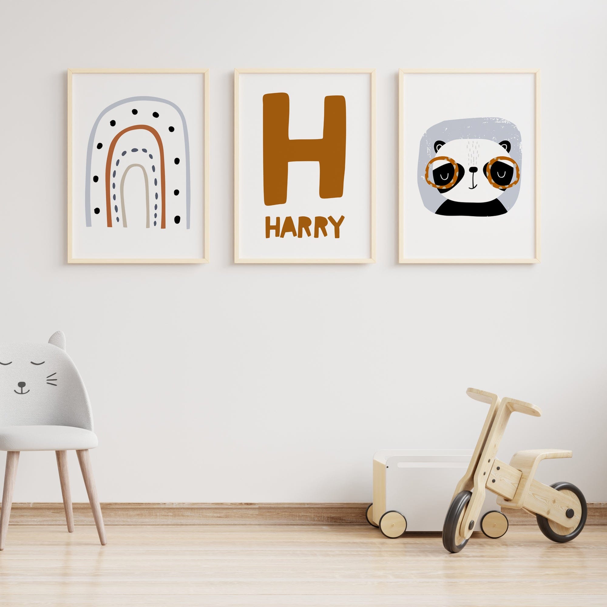 Panda, Rainbow & Name Prints