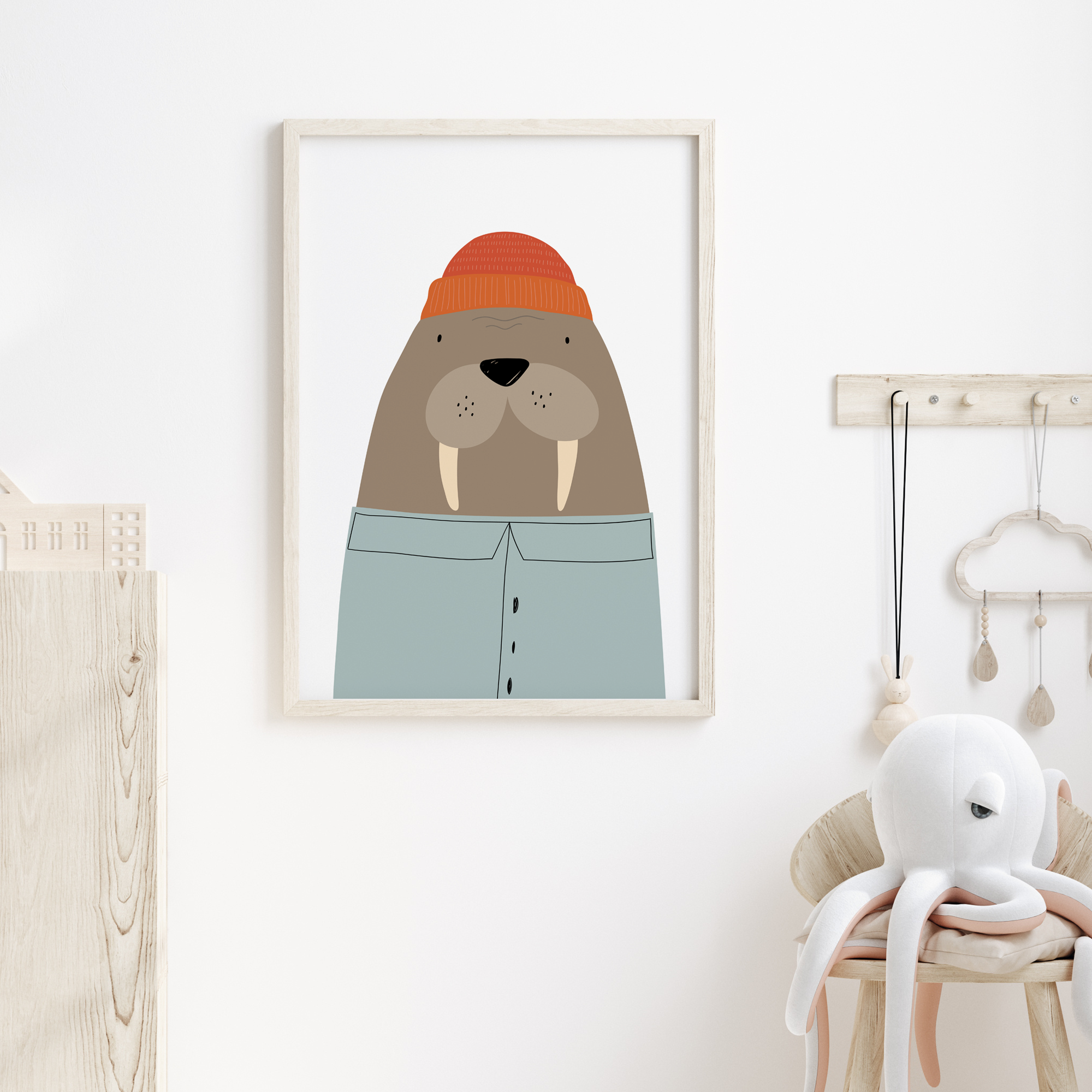 Walrus Sailor Print - Green