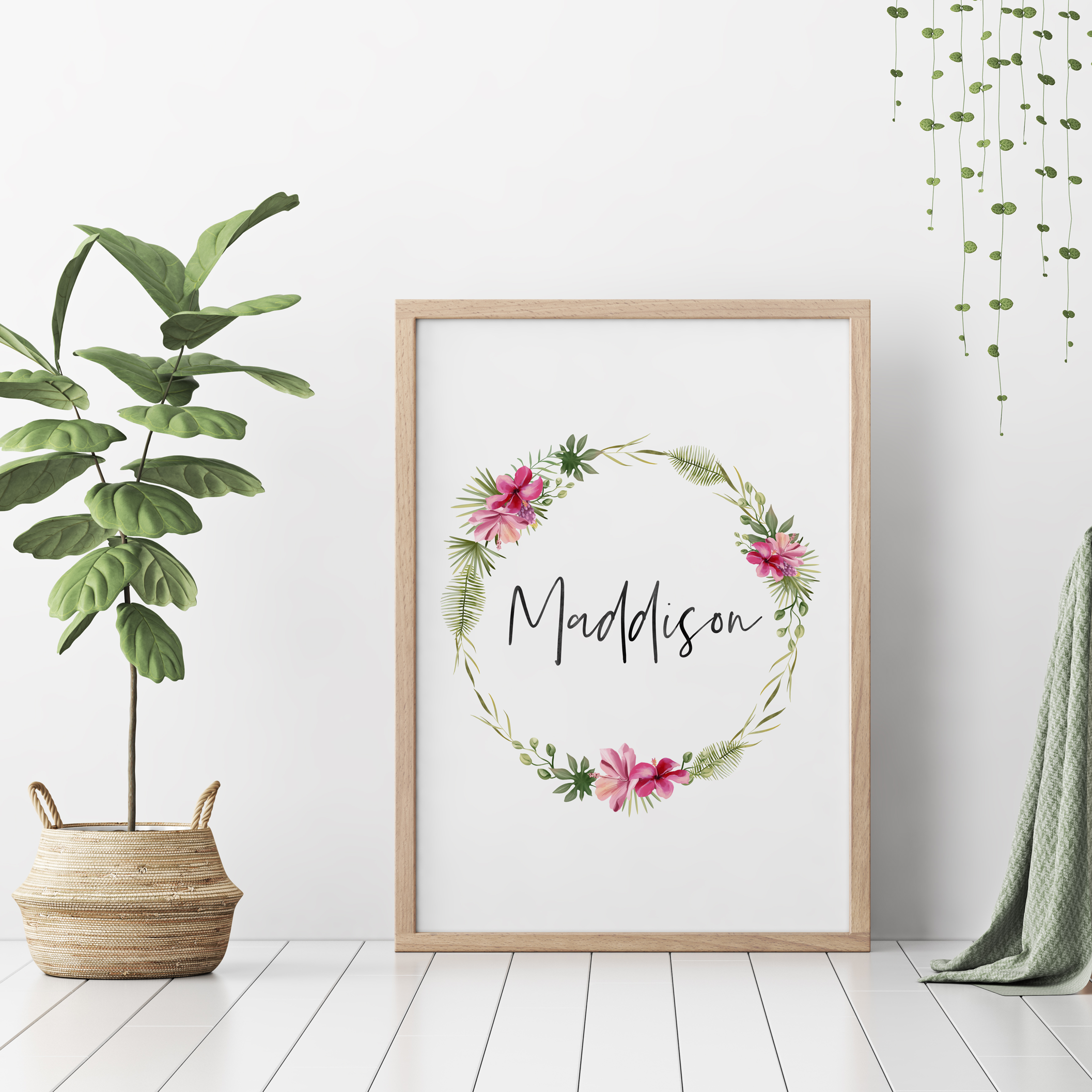 Tropical Wreath Name Print