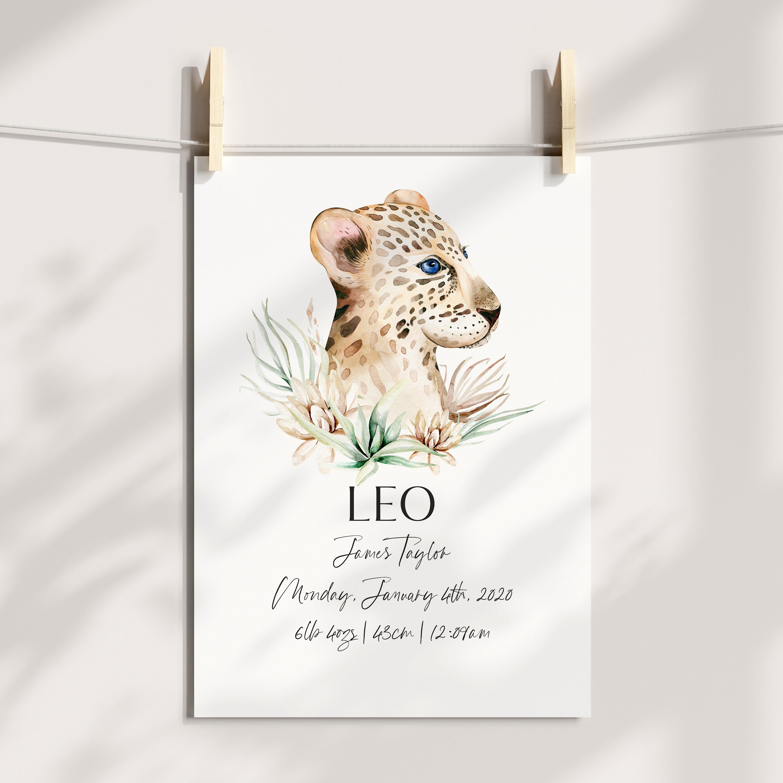 Safari Tiger Birth Print
