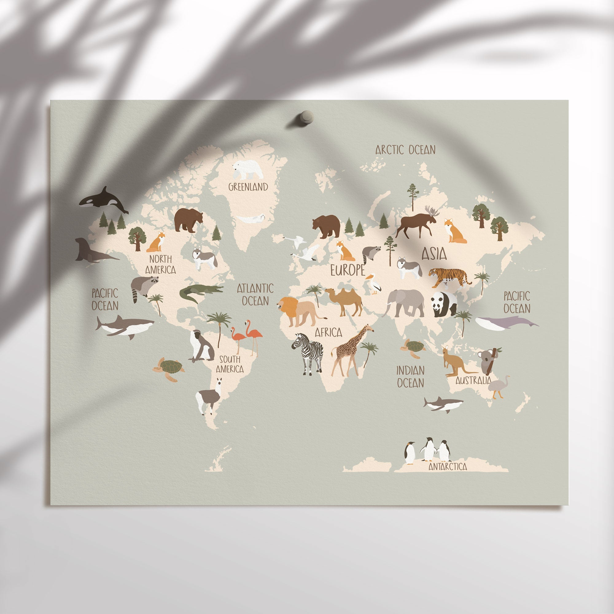 Animal World Map Print