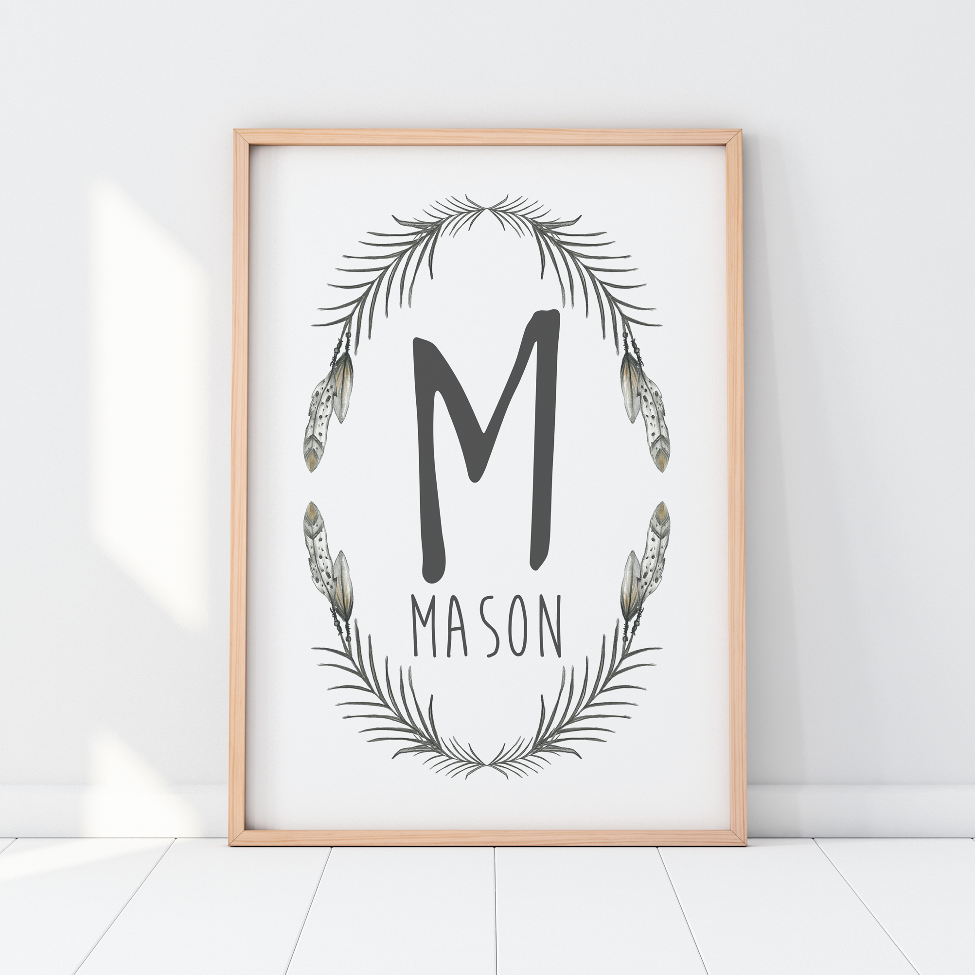 Boys Woodland Nursery print, Nursery Name Art