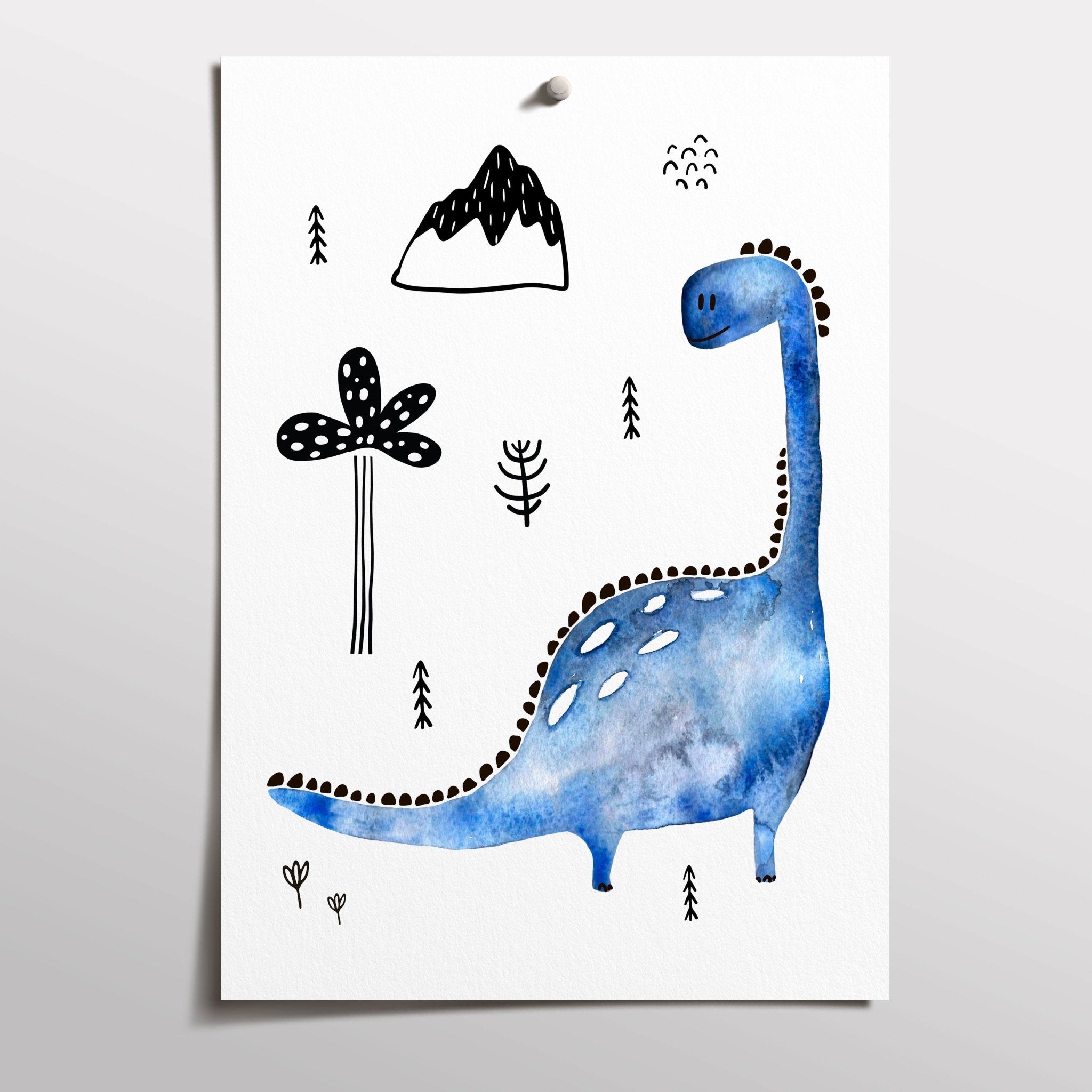 Blue Dinosaur Print