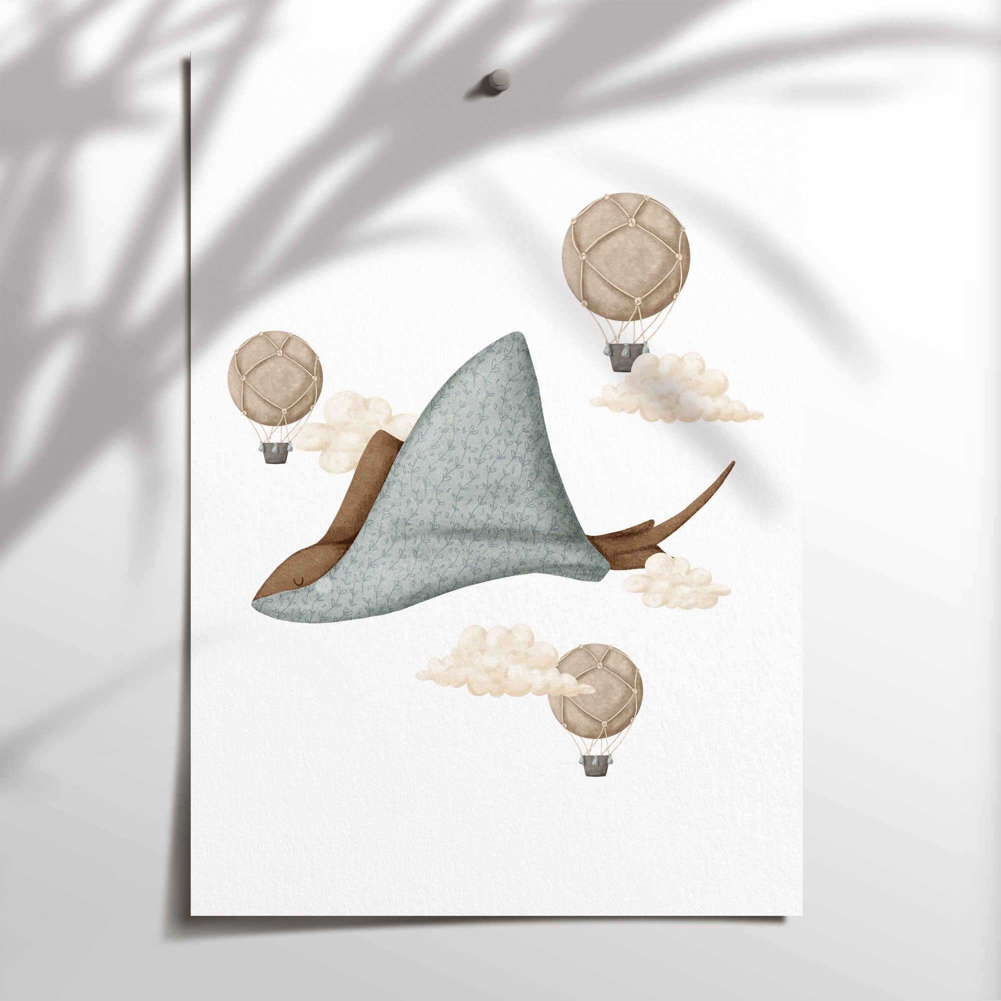 Boho Stingray & Hot Air Balloon Print