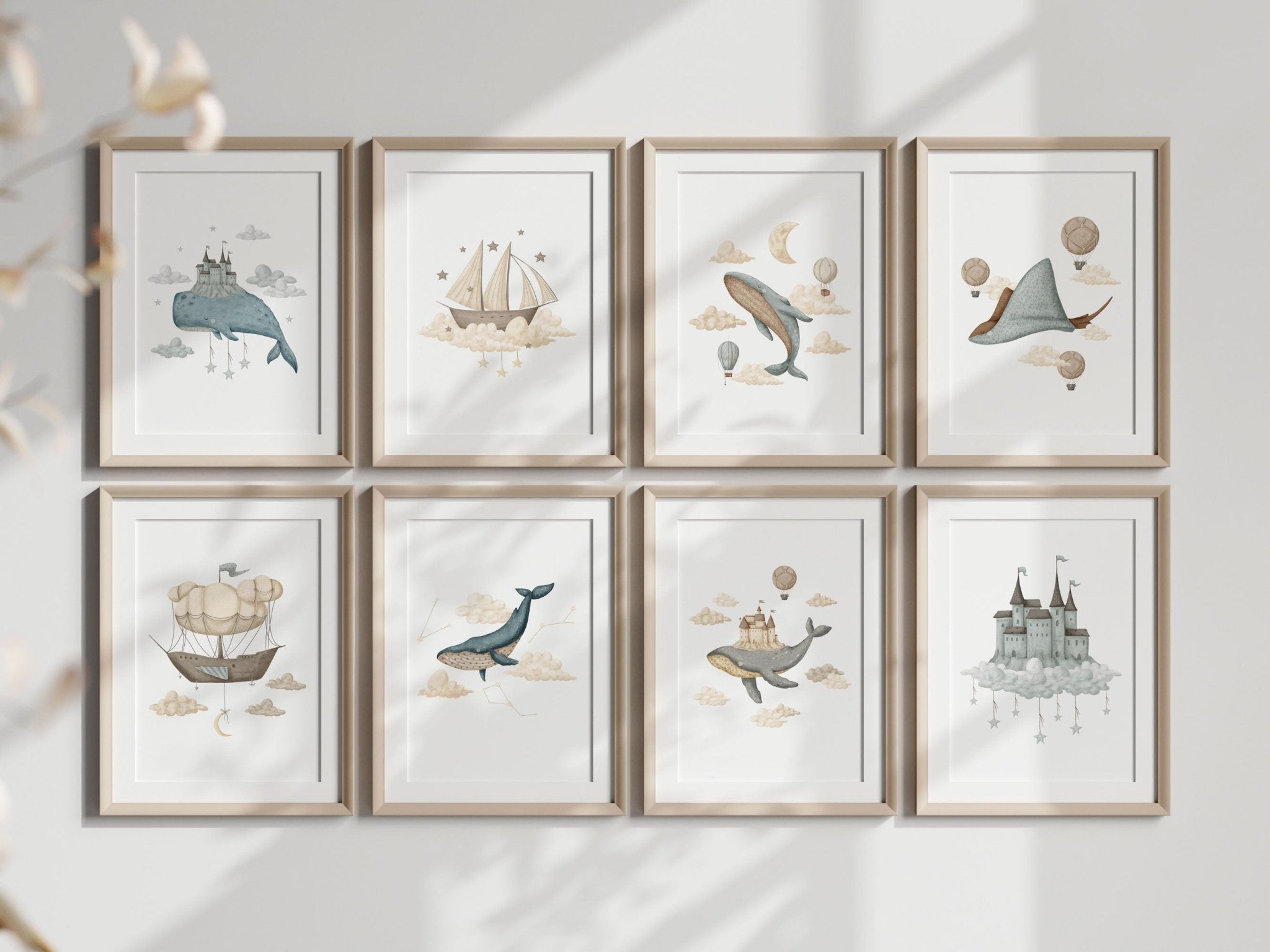 Boho Whale & Castle Print