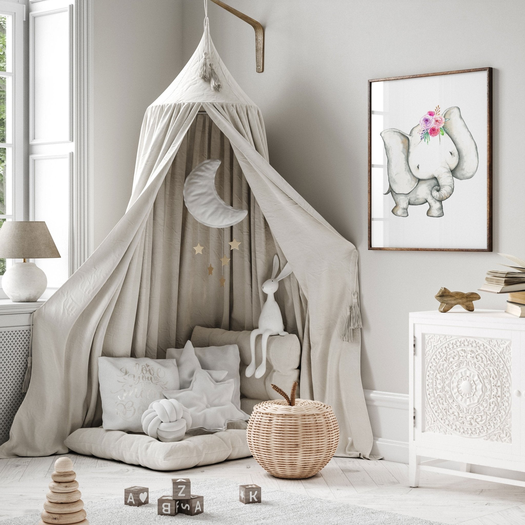 Boho Woodland Baby Elephant Print