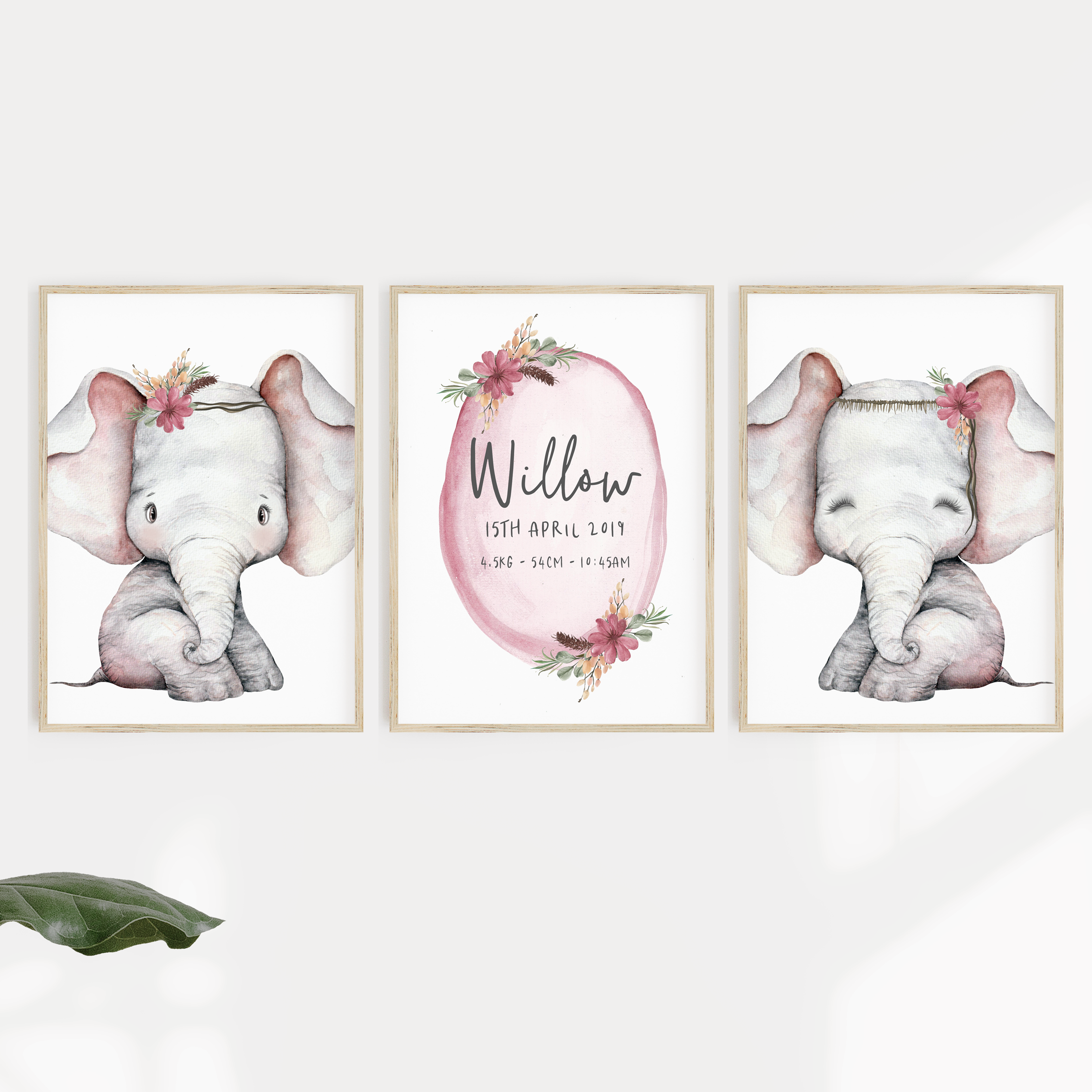 Floral Elephants & Birth Prints