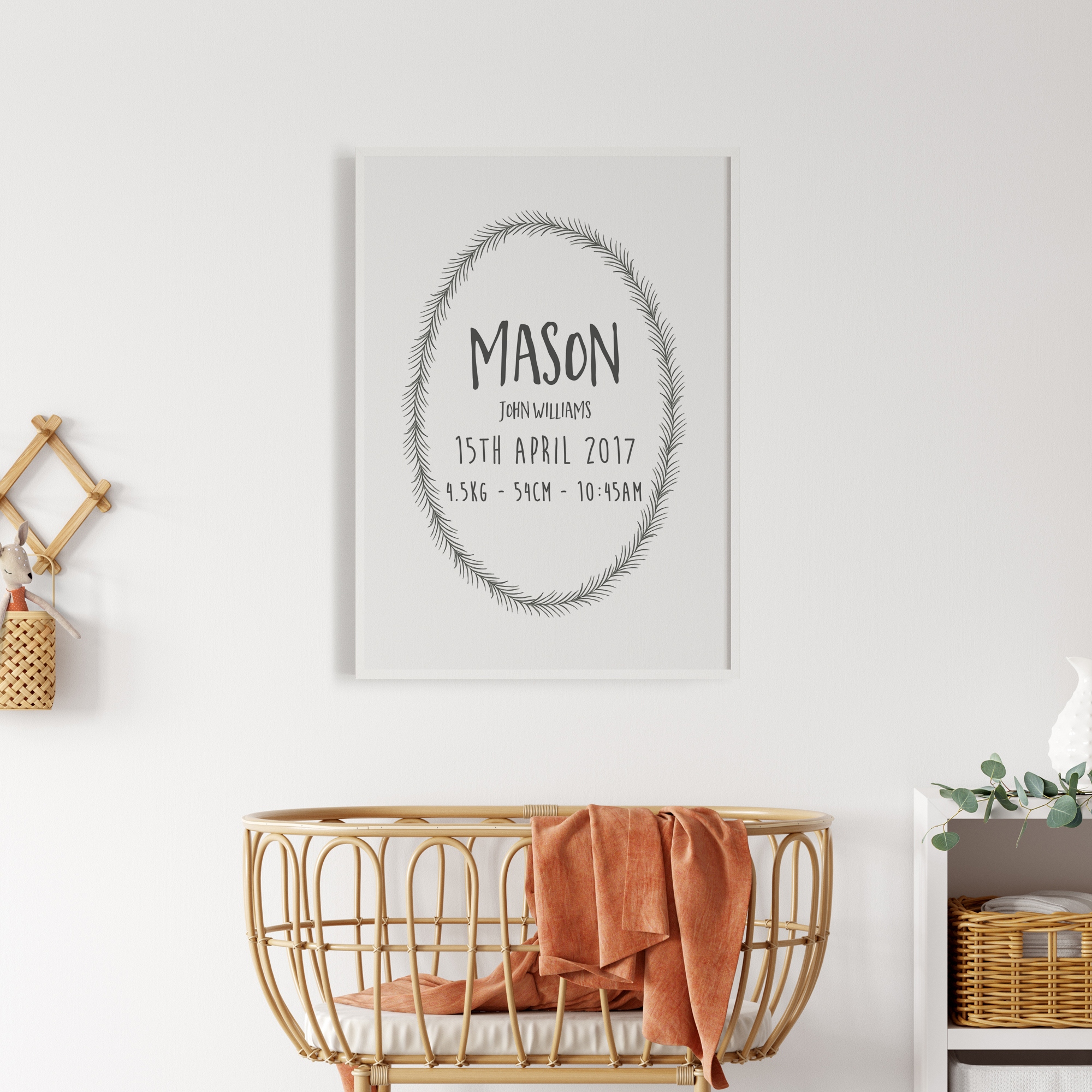 Woodland Wreath Birth Print