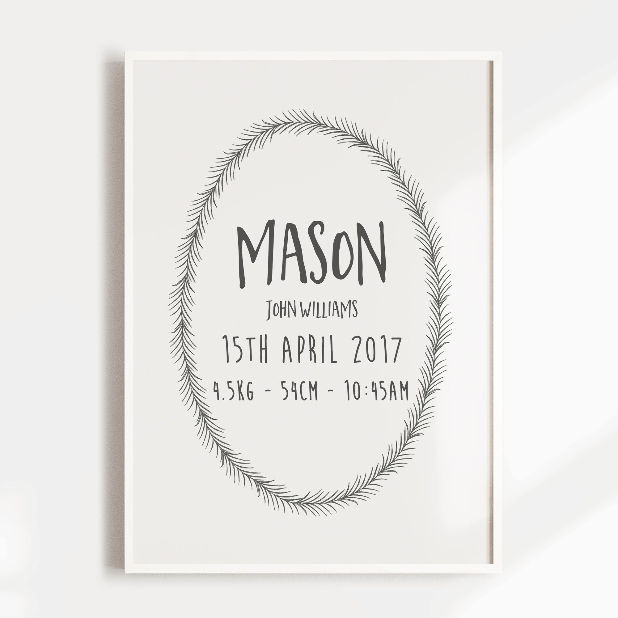 Woodland Wreath Birth Print