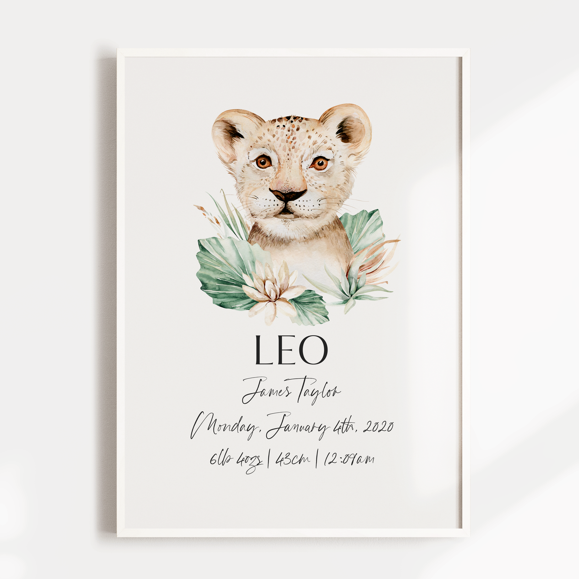 Safari Lion Birth Print