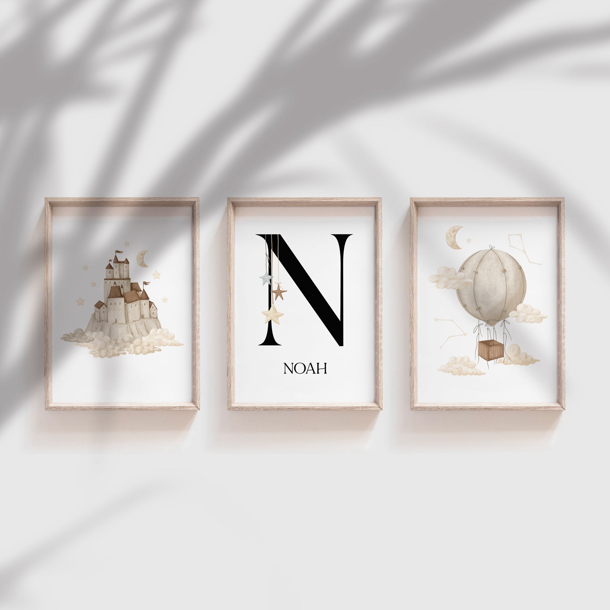 Castle, Hot Air Balloon & Name Print