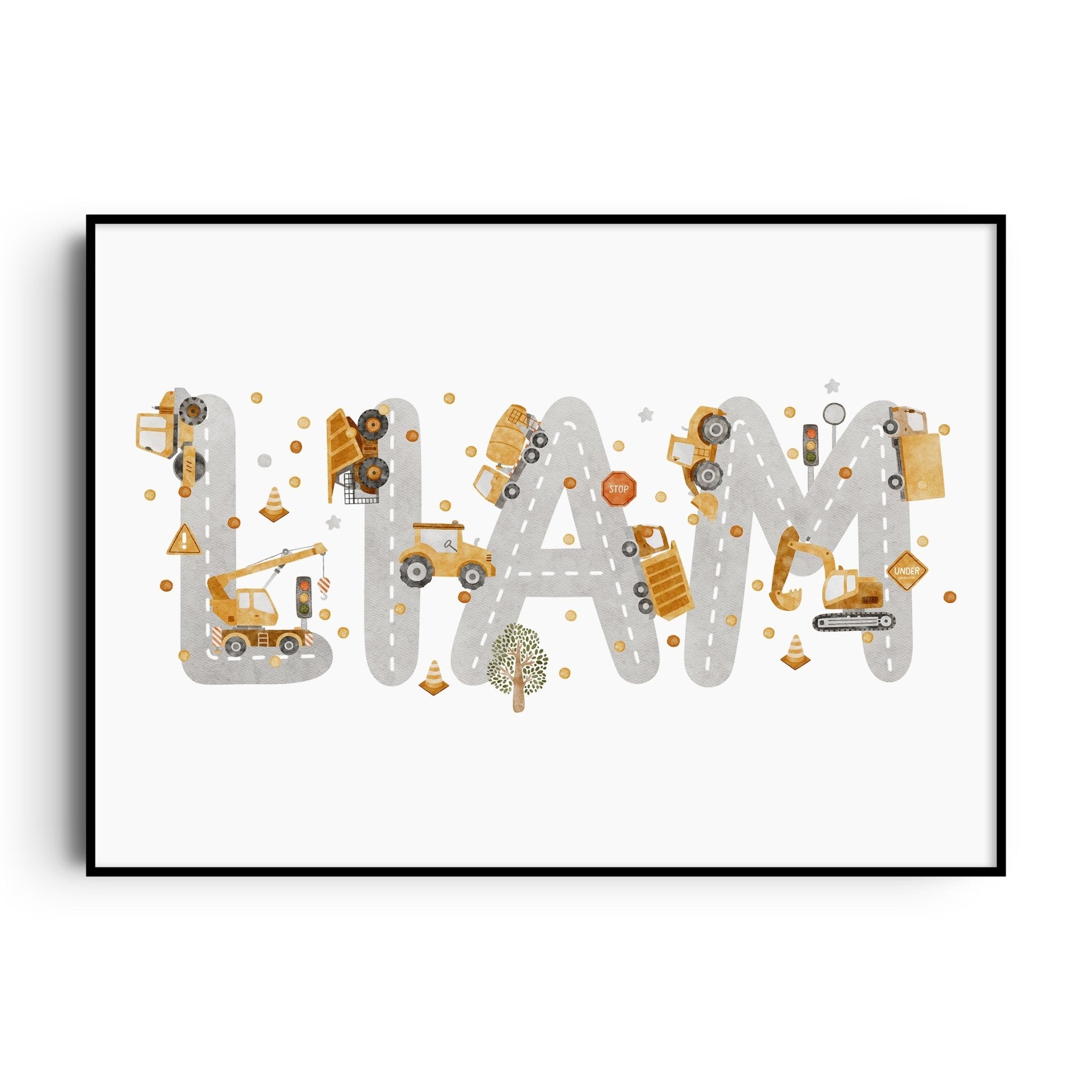 Construction Vehicle Name Print