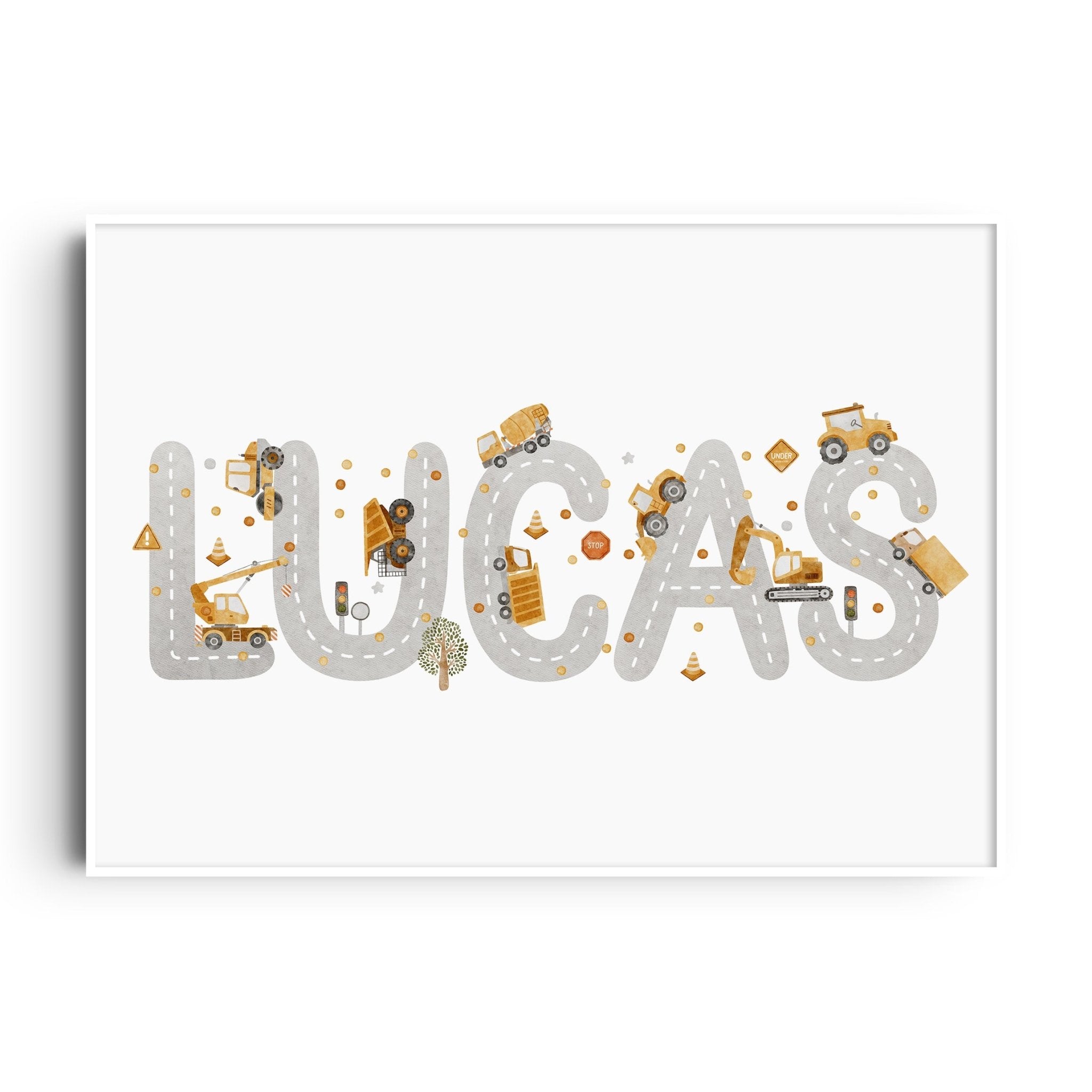 Construction Vehicle Name Print