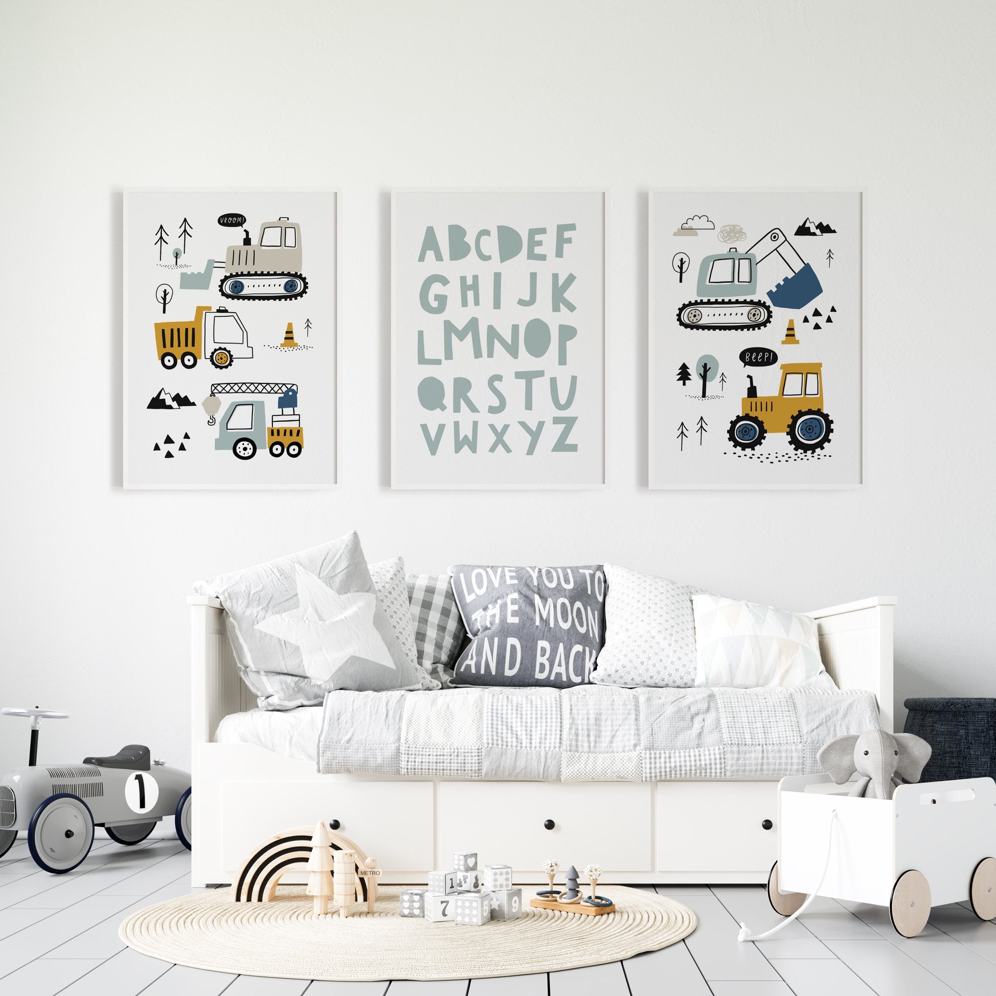 Construction Vehicles & Alphabet Prints