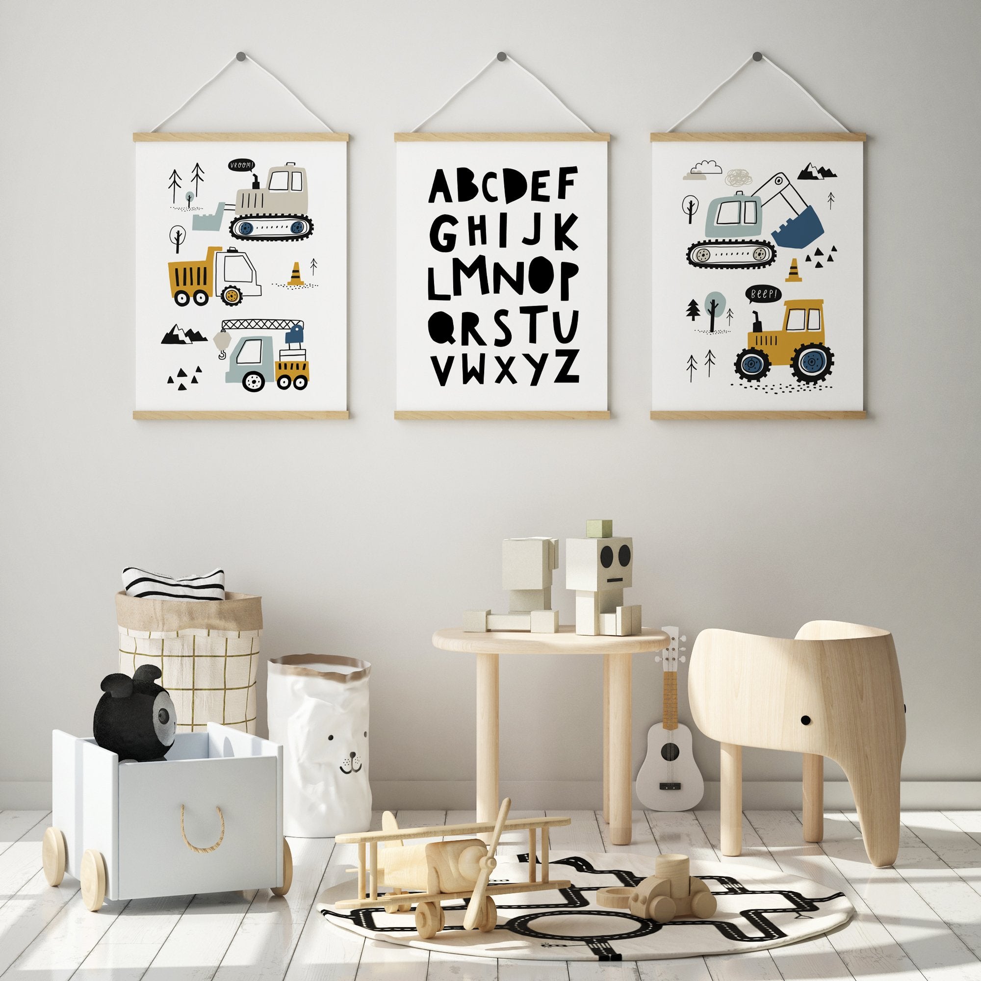 Construction Vehicles & Alphabet Prints