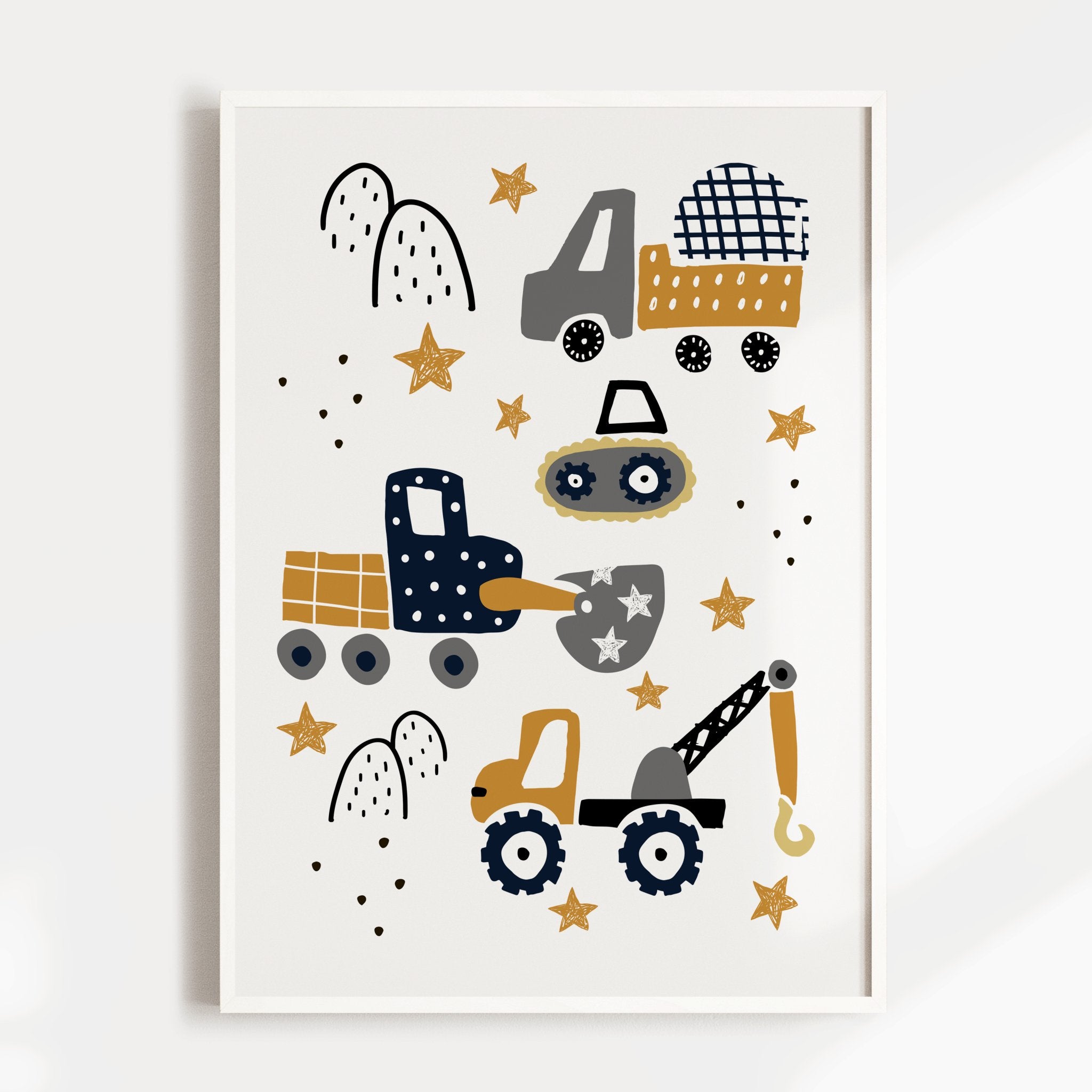 Construction Vehicles Print