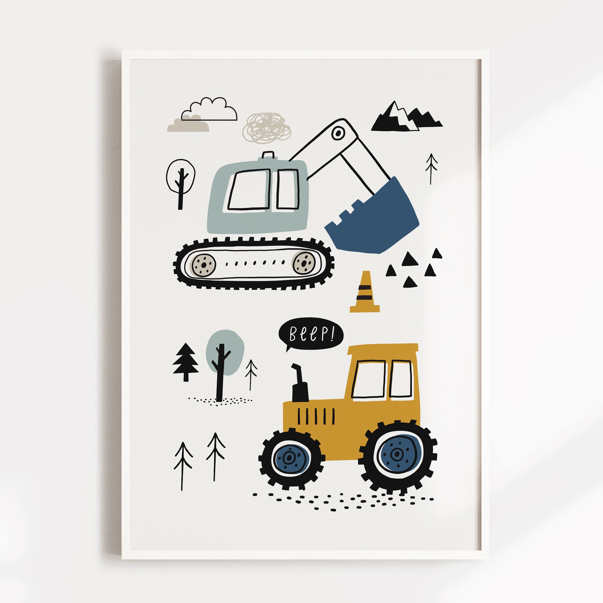 Construction Vehicles Print