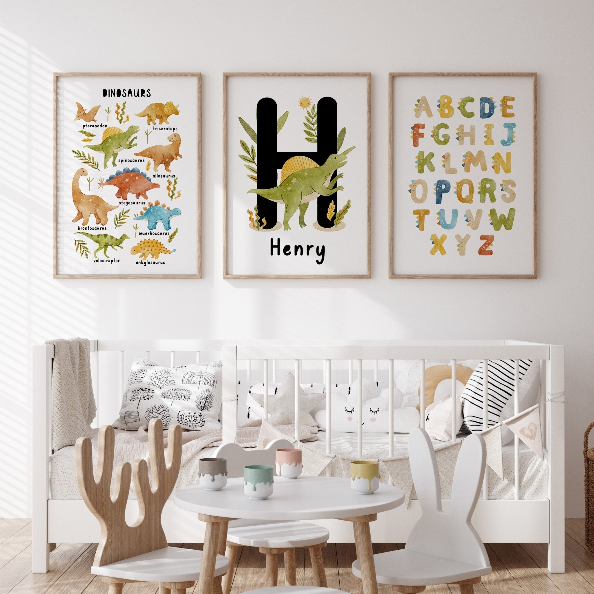 Dinosaur Chart, Alphabet & Name Prints