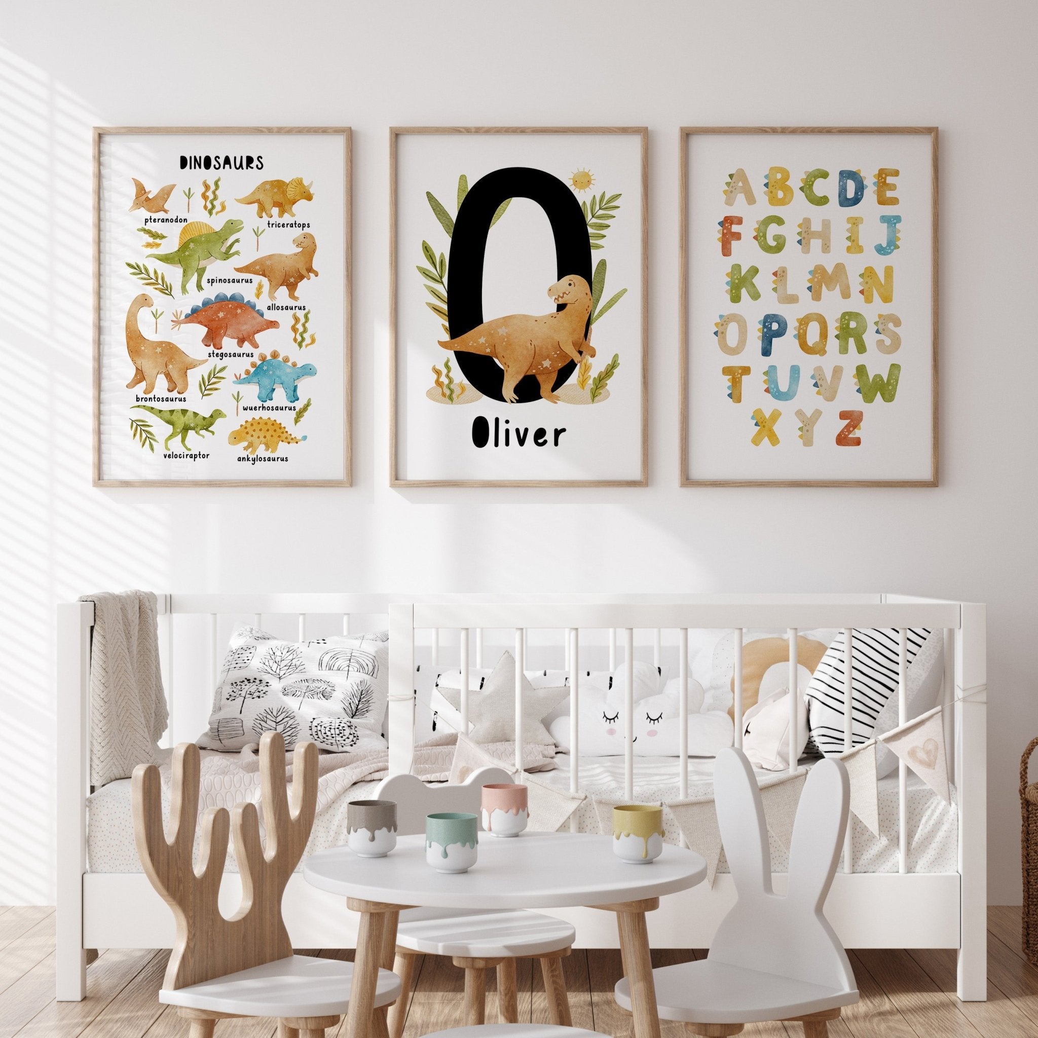 Dinosaur Chart, Alphabet & Name Prints