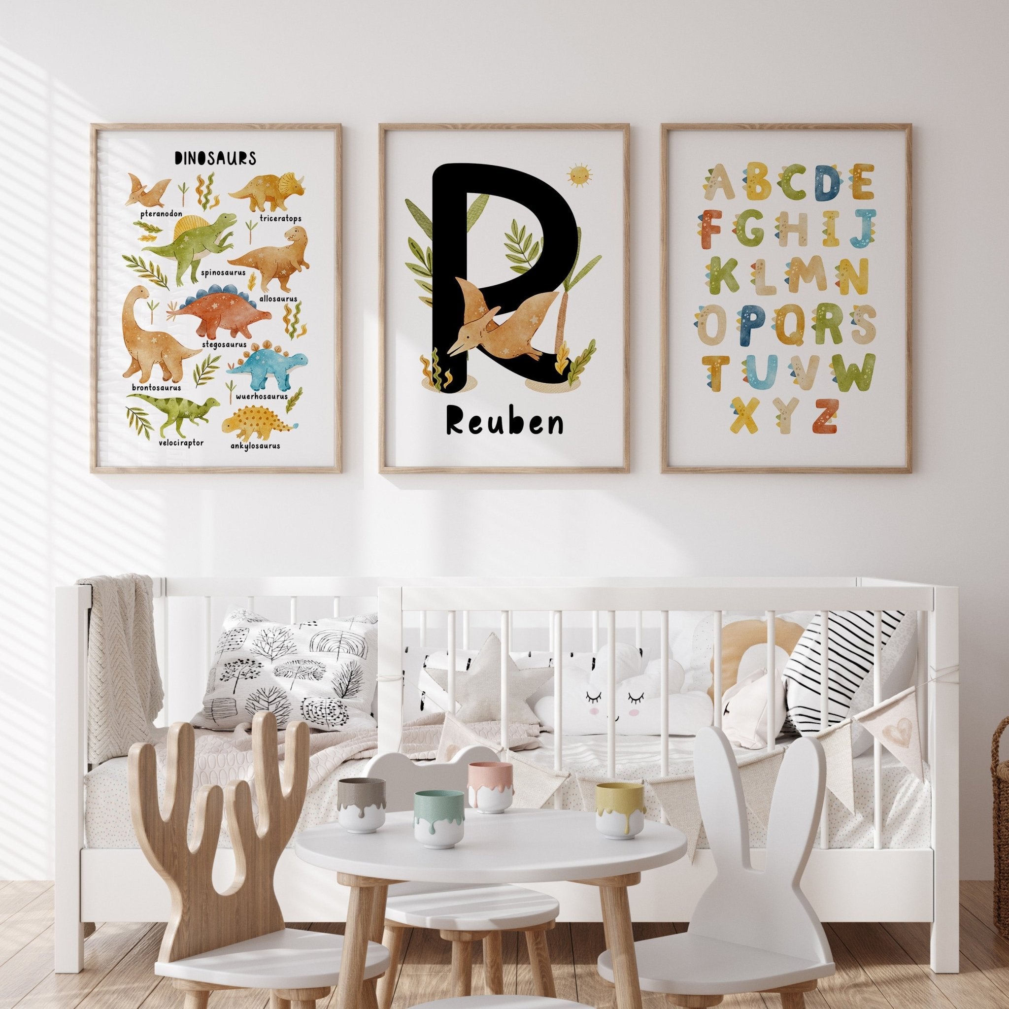 Dinosaur Chart, Alphabet & Name Prints