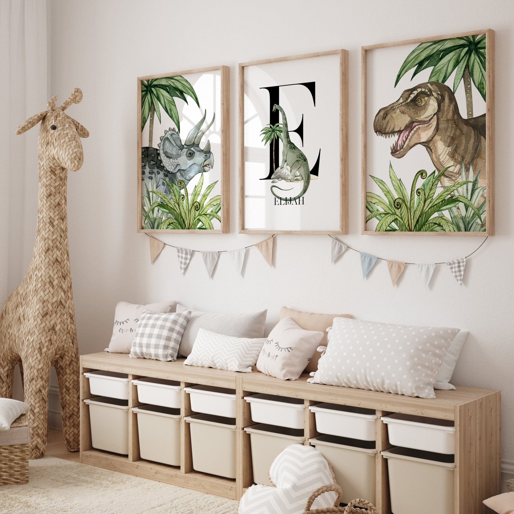 Boys Dinosaur Nursery Wall Art Prints