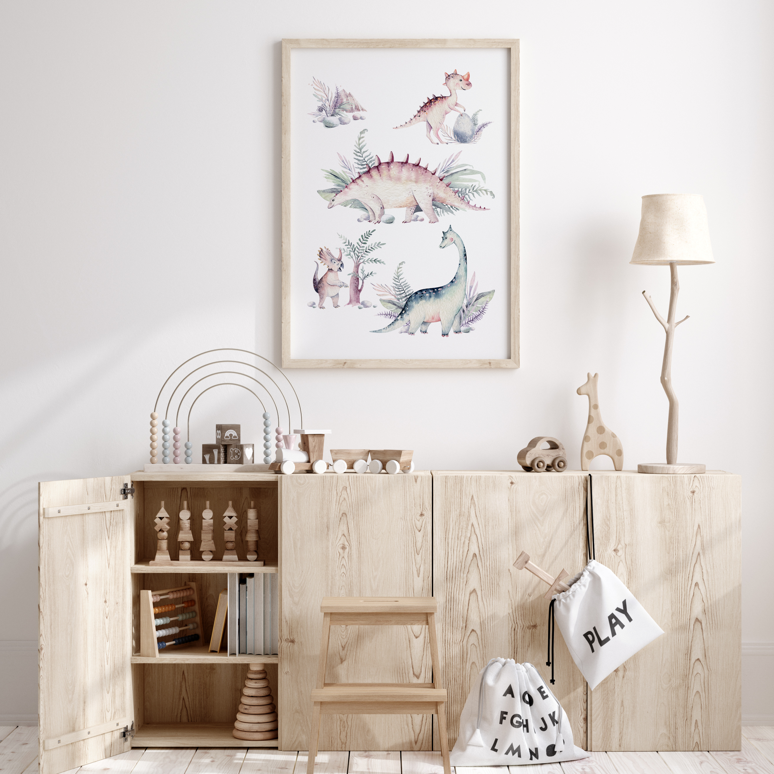 Watercolour Dinosaurs Print