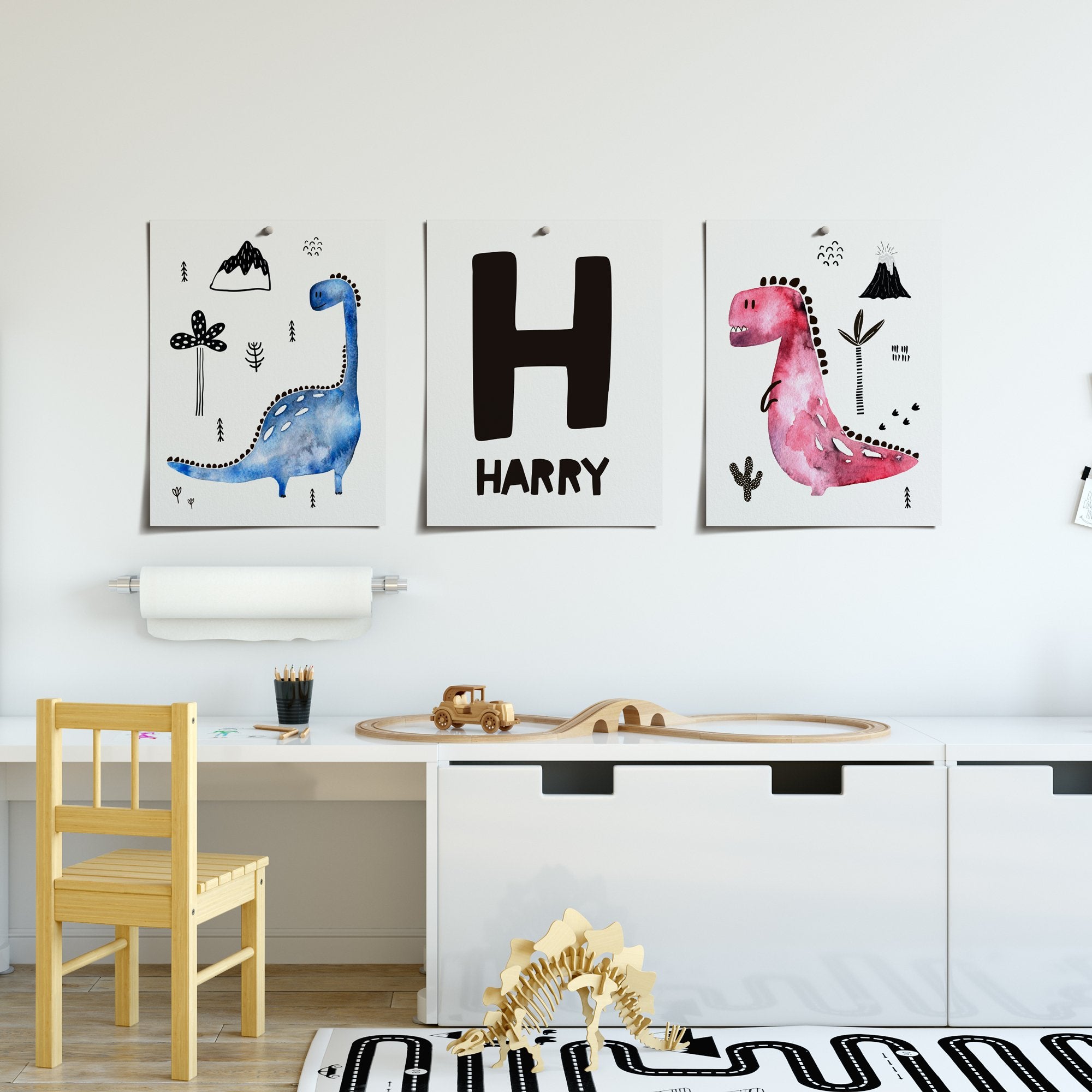 Dinosaurs & Name Print